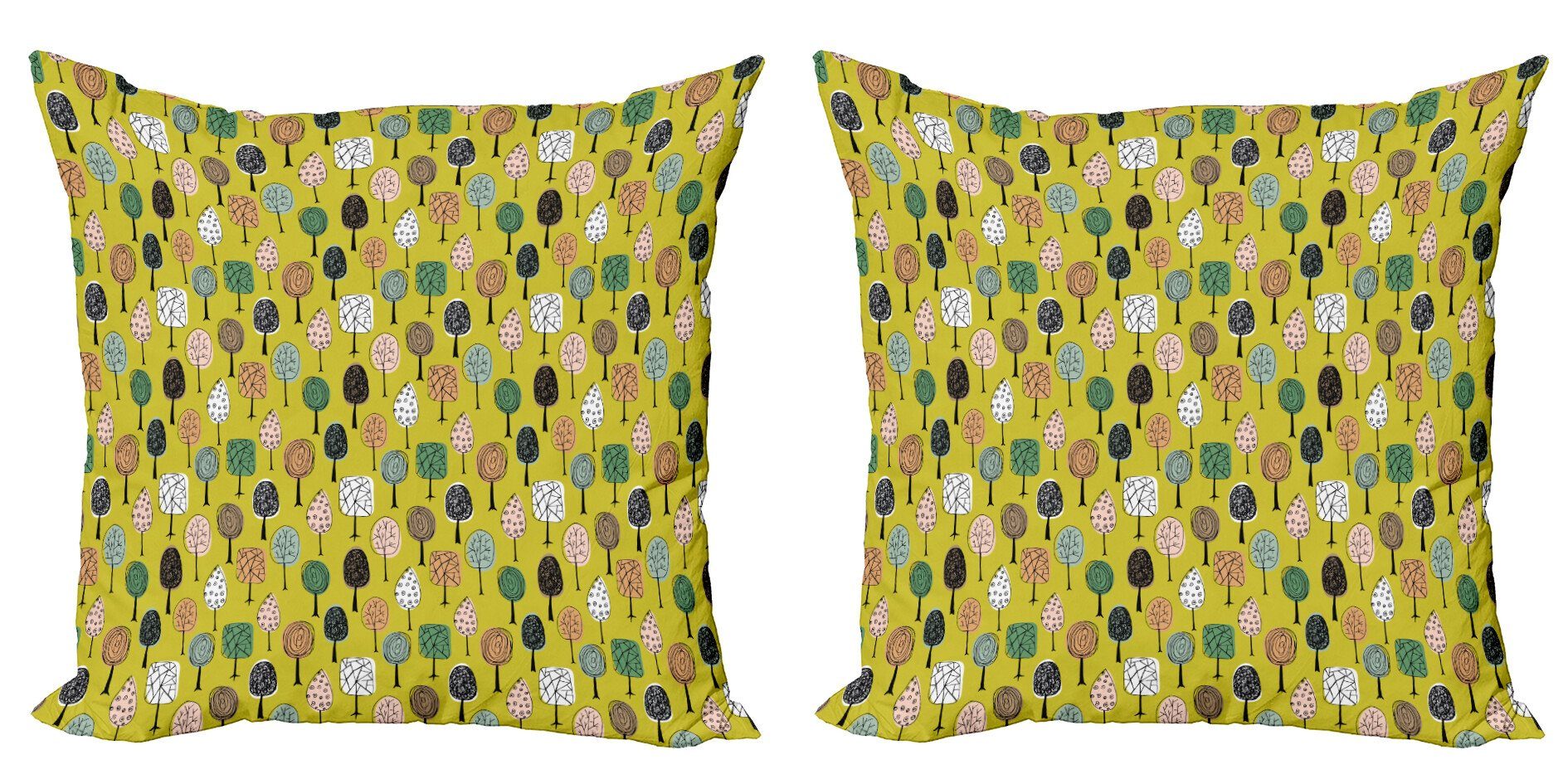 Kissenbezüge Modern Accent Doppelseitiger Digitaldruck, Abakuhaus (2 Stück), Geometrischer Wald Herbst-Bäume