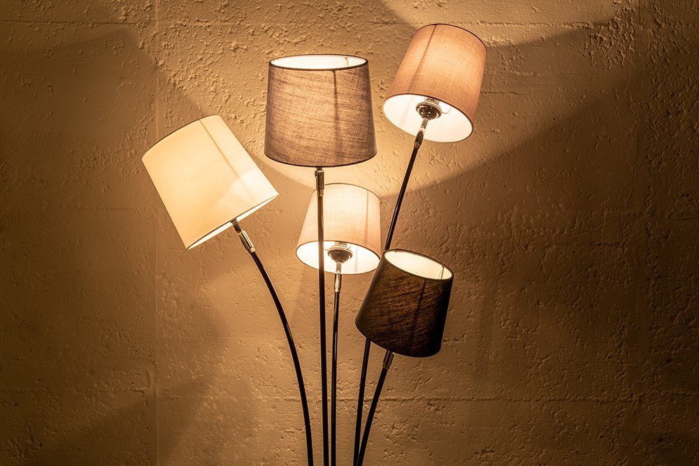 riess-ambiente Stehlampe LEVELS 176cm schwarz grau, ohne Leuchtmittel, Stehleuchte · Retro · Leinenstoff-Schirm · Marmor – Bild 4 von 5