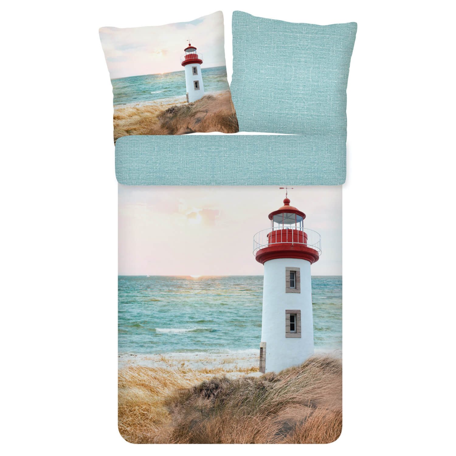 ESPiCO Kinderbettwäsche Leuchtturm Trendy Bedding, Renforcé, 2 teilig, Leuchtturm, Meer, Küste