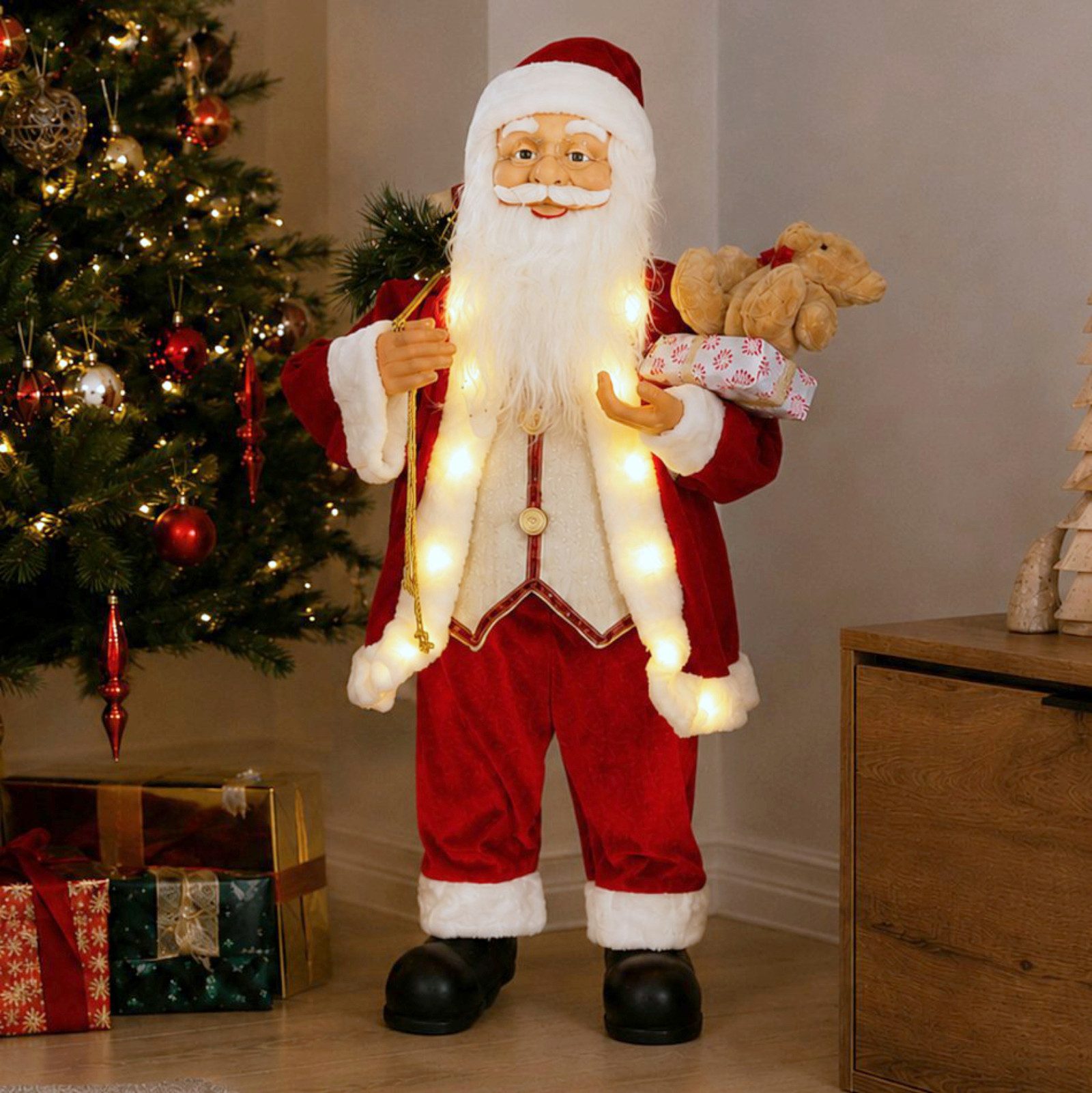 Koopman Weihnachtsfigur Weihnachtsfigur Weihnachten XXL 80cm Polyester (Stück, 1 St., Packung), 80x46x25cm, Geschenkebeutel, Detailreich, Kunststoff