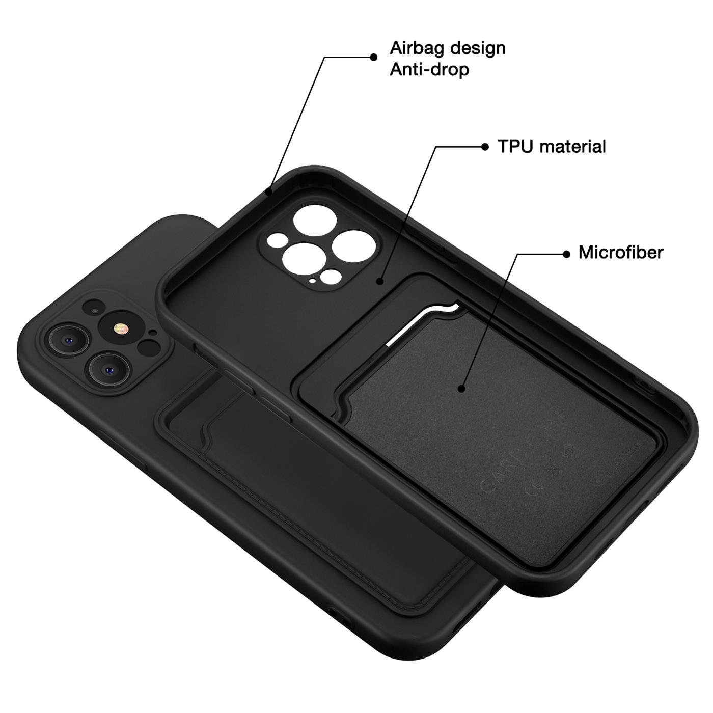 CoolGadget Handyhülle Schutzhülle mit Kartenfach für Apple iPhone 16 Pro 6,3 Zoll, Silikon Case Slim TPU Cover Tasche mit Aufbewahrung EC Karte Ausweis – Bild 5 von 5