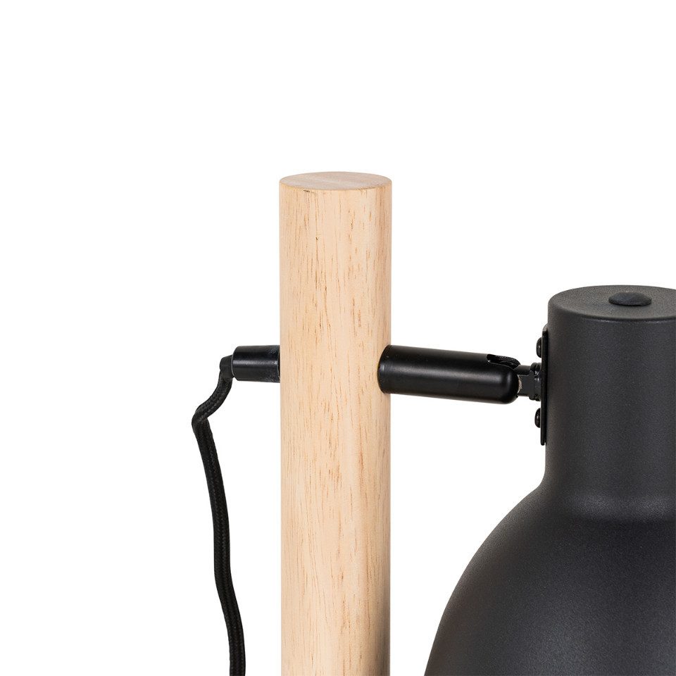 Qazqa Tischleuchte Flint, ohne Leuchtmittel, E27, Schwarz, Landhaus, Holz, günstig online kaufen