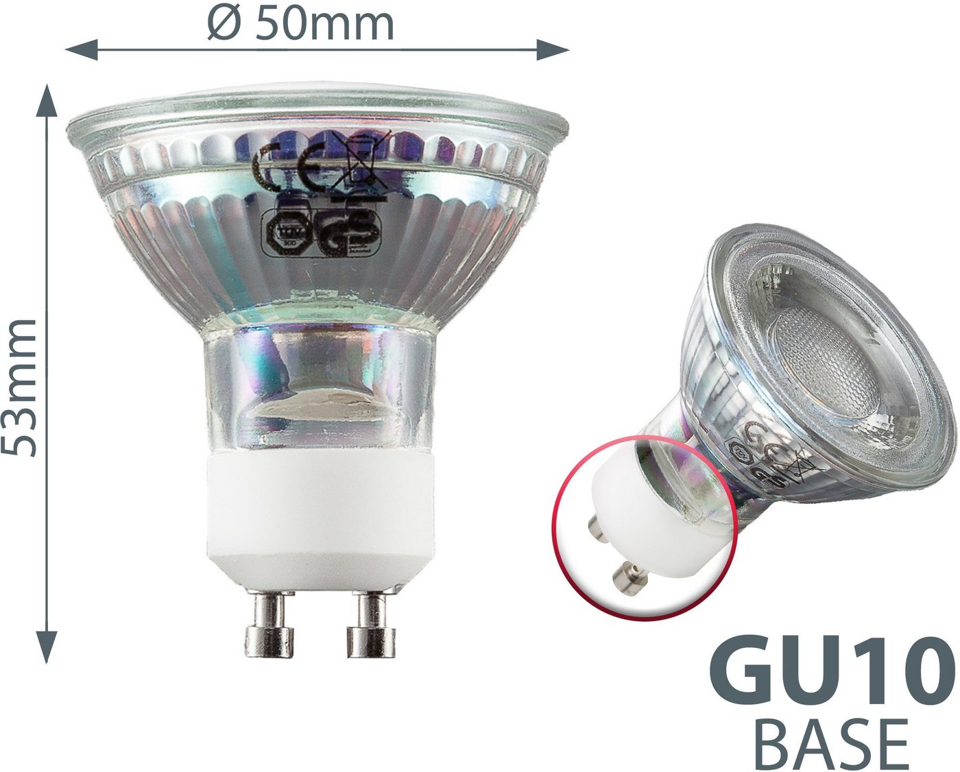B.K.Licht LED-Leuchtmittel, GU10, 5 Stück, Warmweiß, LED Lampe Glüh-Birne Reflektor-Form 5W 400 Lumen 3000K warmweiss-HomeTrends