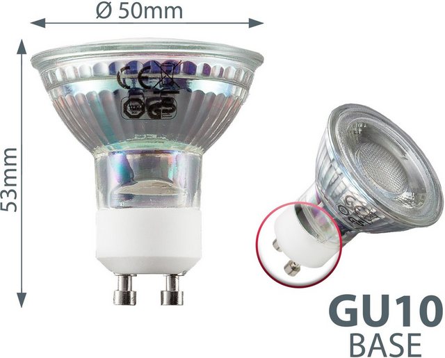 B.K.Licht LED-Leuchtmittel, GU10, 5 Stück, Warmweiß, LED Lampe Glüh-Birne Reflektor-Form 5W 400 Lumen 3000K warmweiss-Otto