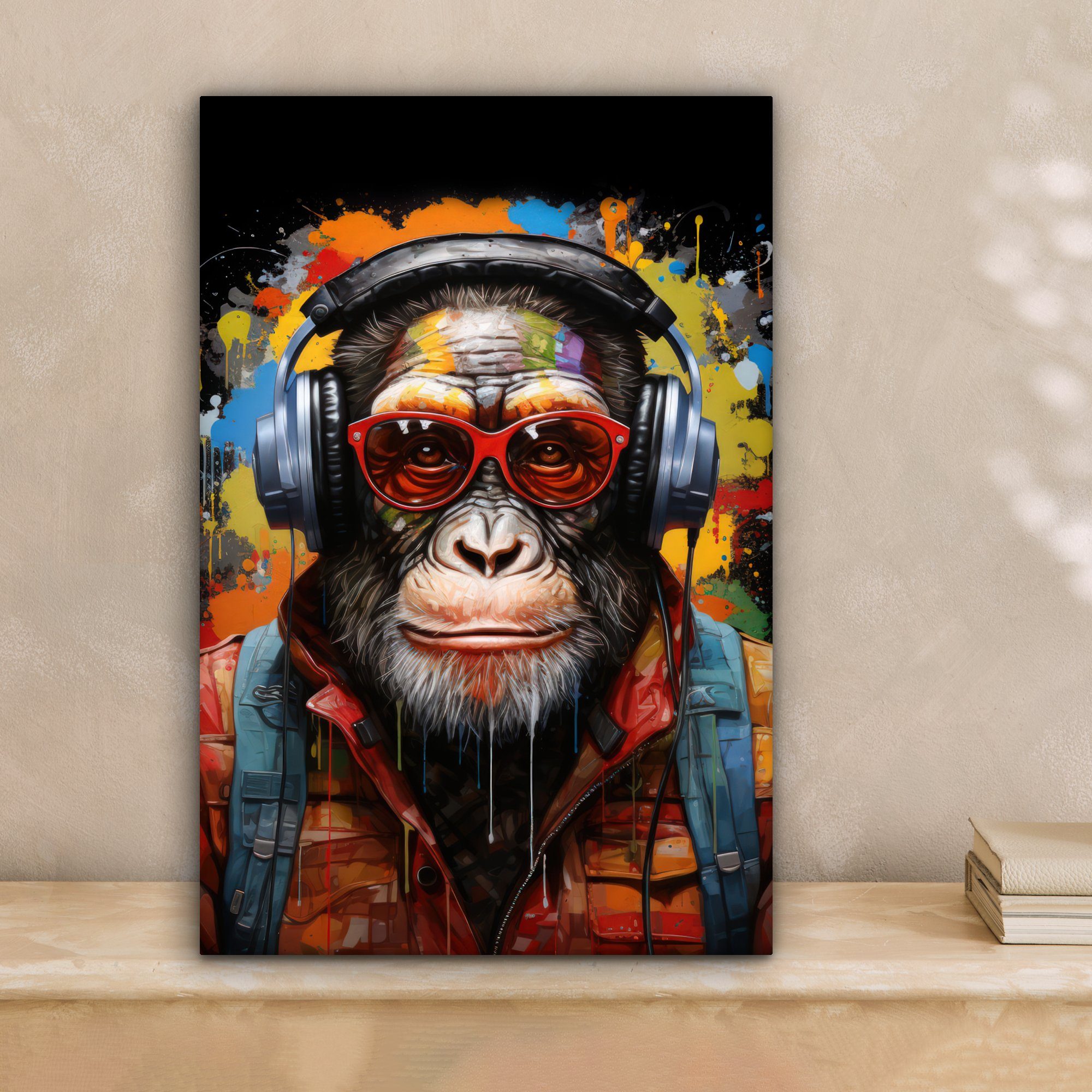 OneMillionCanvasses® Leinwandbild Schimpanse - Affe - Tiere - Graffiti - Br günstig online kaufen