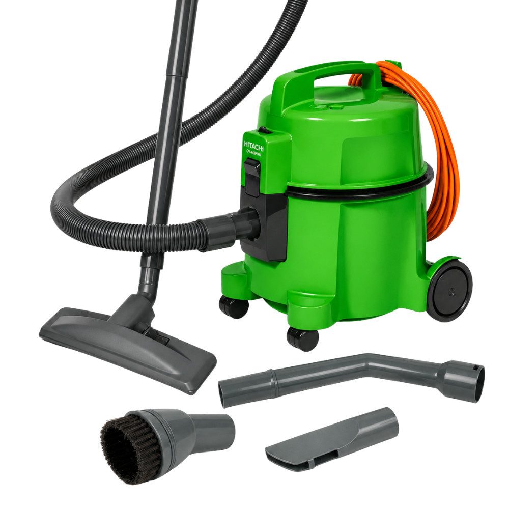 Hitachi Bodenstaubsauger CV-400 PRO GN, beutellos, 7,5L Tank, HEPA, 13m Radius, 880 W, beutellos, 13 m Aktionsradius, Möbel- und Kantenschutz, 7,5 Liter Staubtank