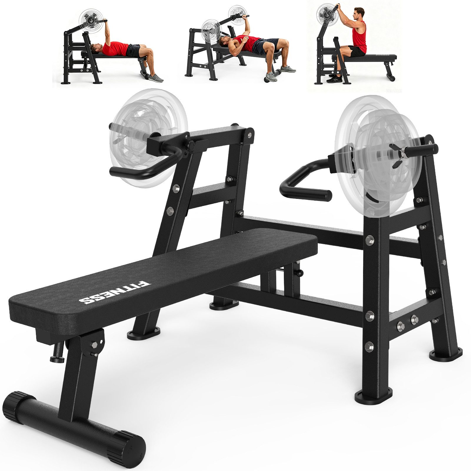 VOWVIT Kraftstation Brustpresse 400 kg multifunktional für Heimtraining, (1-tlg., ohne Hantelscheiben), Unabhängige Hebelarme für sicheres Oberkörper-Training zu Hause