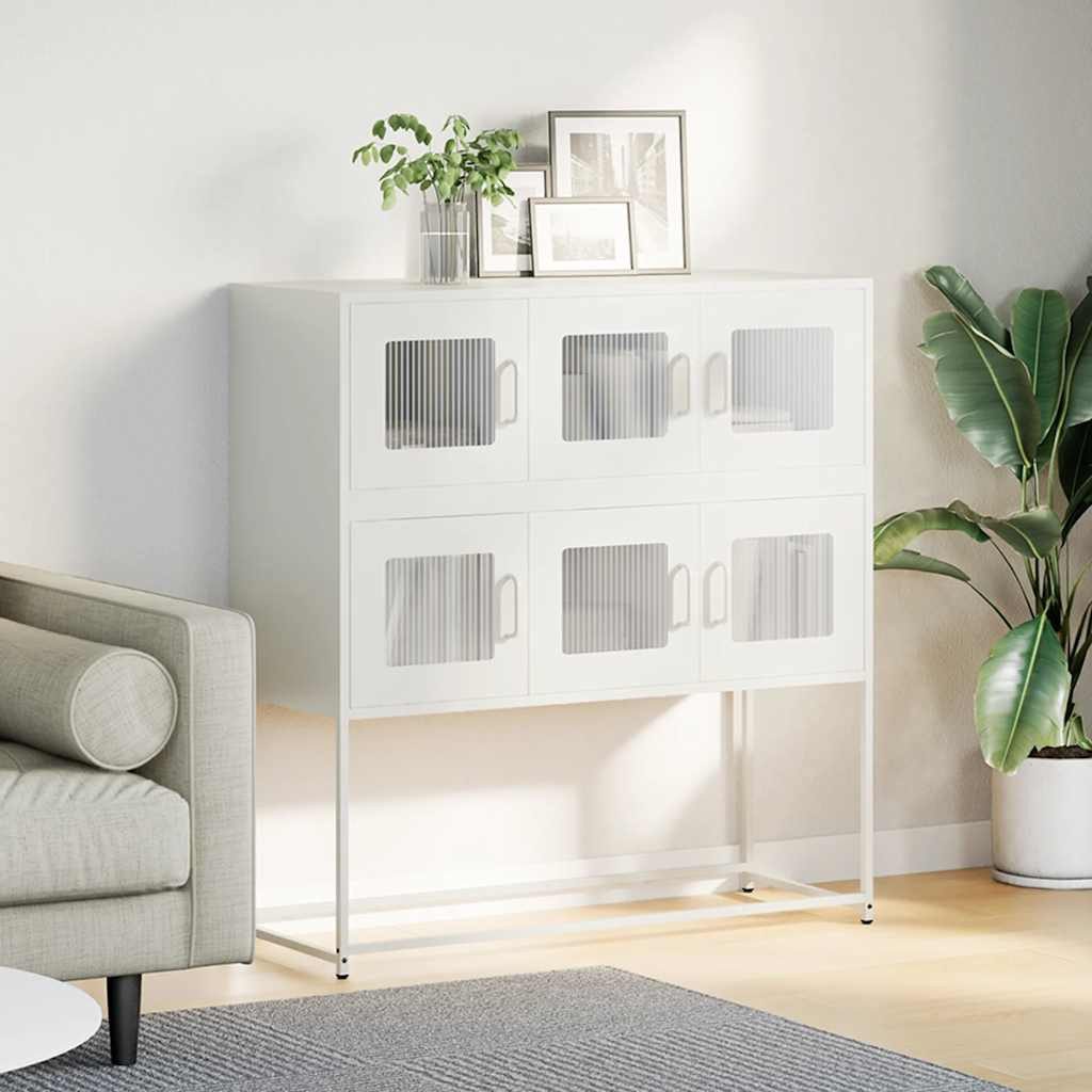vidaXL Sideboard Sideboard Weiß 100,5x39x107 cm Kaltgewalzter Stahl (1 St)