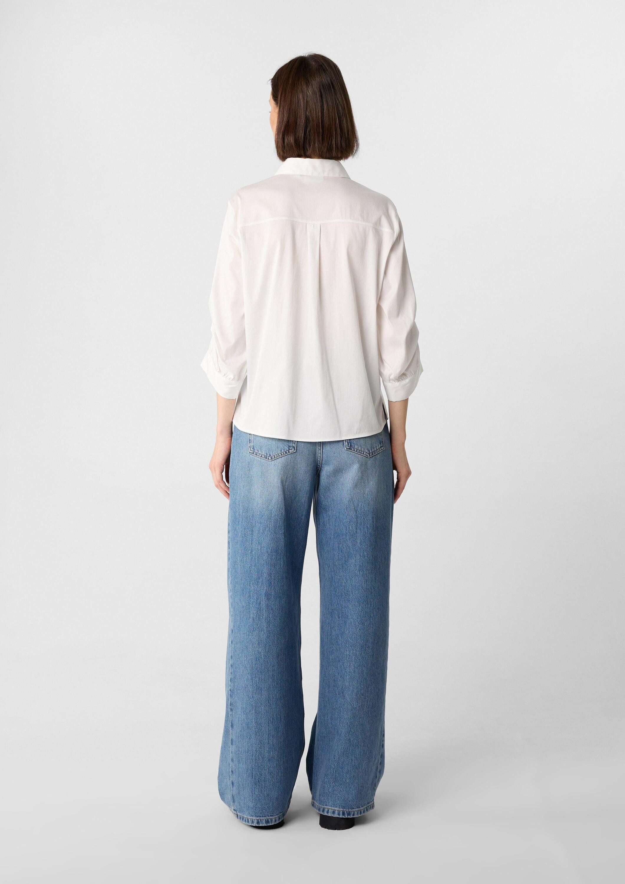 comma Kurzarmbluse Bluse Elegante Baumwollmix-Bluse mit Faltendetail am Ärm günstig online kaufen