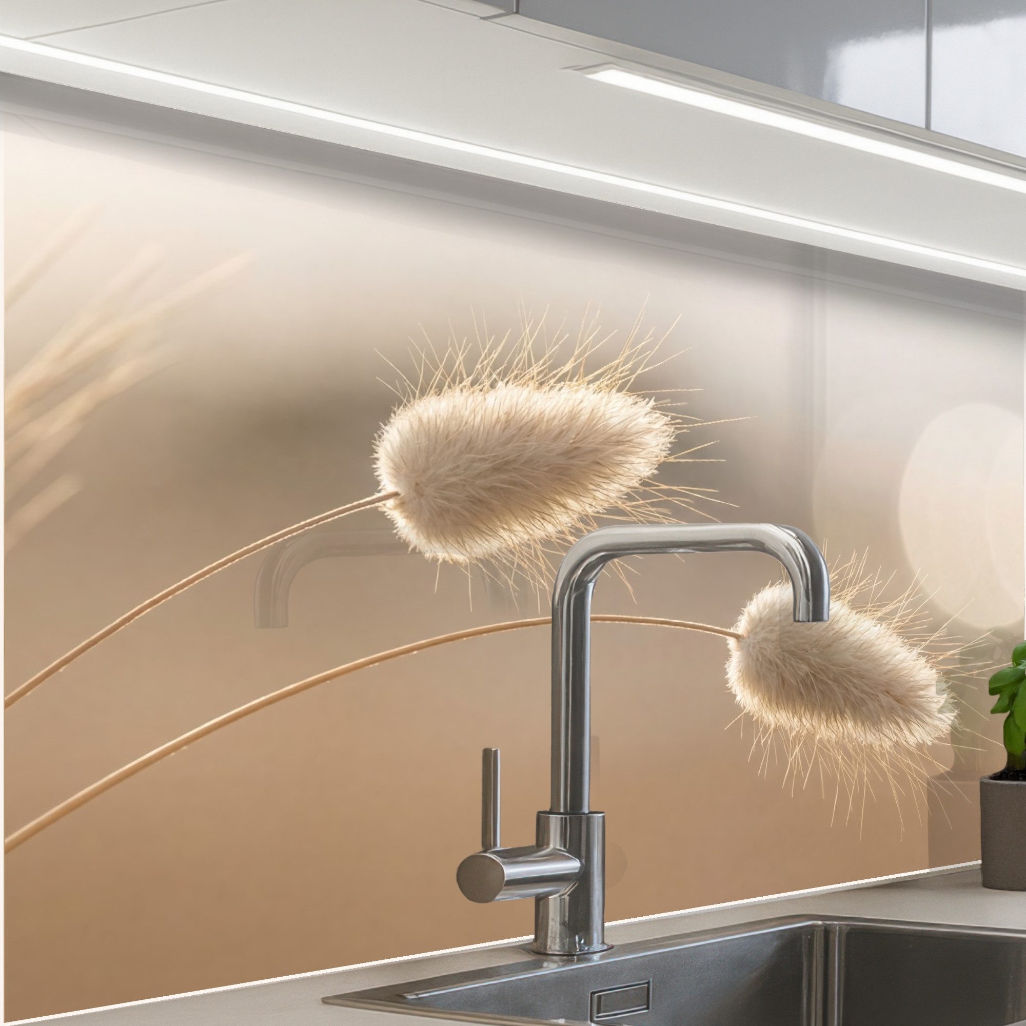KitchenYeah Küchenrückwand Muster selbstklebend (keine Folie) Dunstschwanzgras - Grannenhaare - S, (1-tlg), Spritzschutz, Küche, Rückwand, Küchenwand, Küchenfront, 30x20 cm