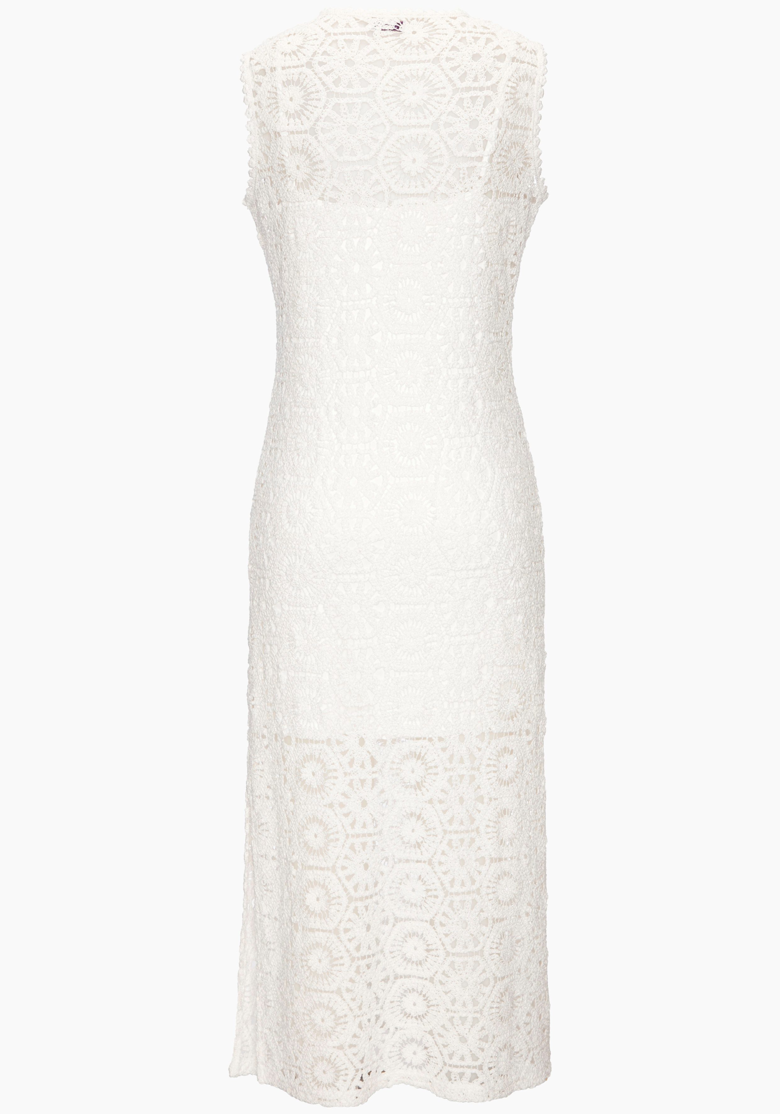 French Connection Strickkleid aus weicher Häkelspitze mit herausnehmbarem Unterkleid, Midikleid (mit Unterkleid) elegantes Strandkleid, Sommerkleid aus hochwert – Bild 5 von 5