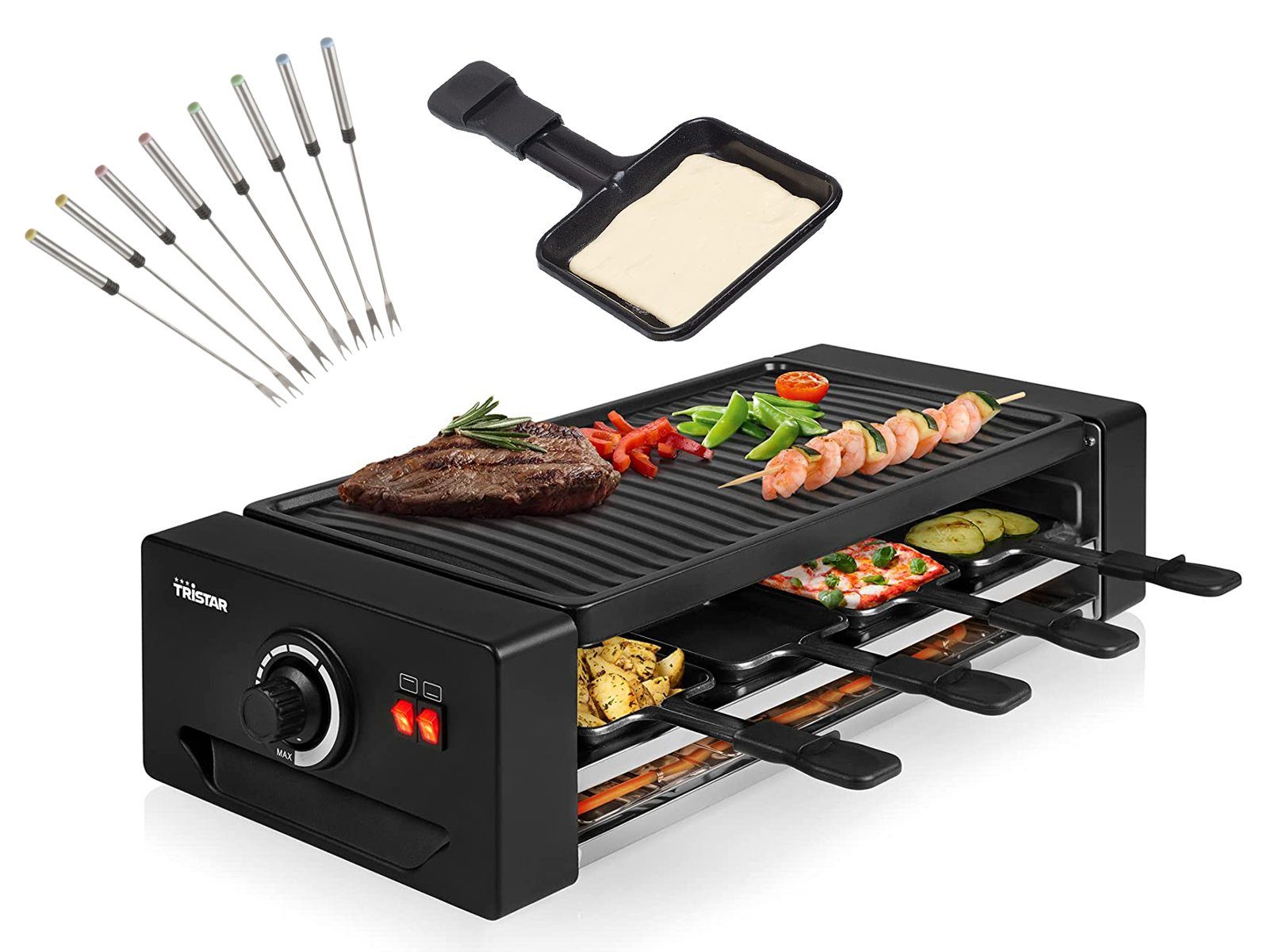 Tristar Raclette, 1300 W, 4in1 RACLETTE Gerät XL Tischgrill ...
