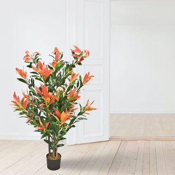 Kunstblume Künstliche Glanzmispel Photinia Kunstpflanze Künstliche Pflanze 120 cm, Decovego
