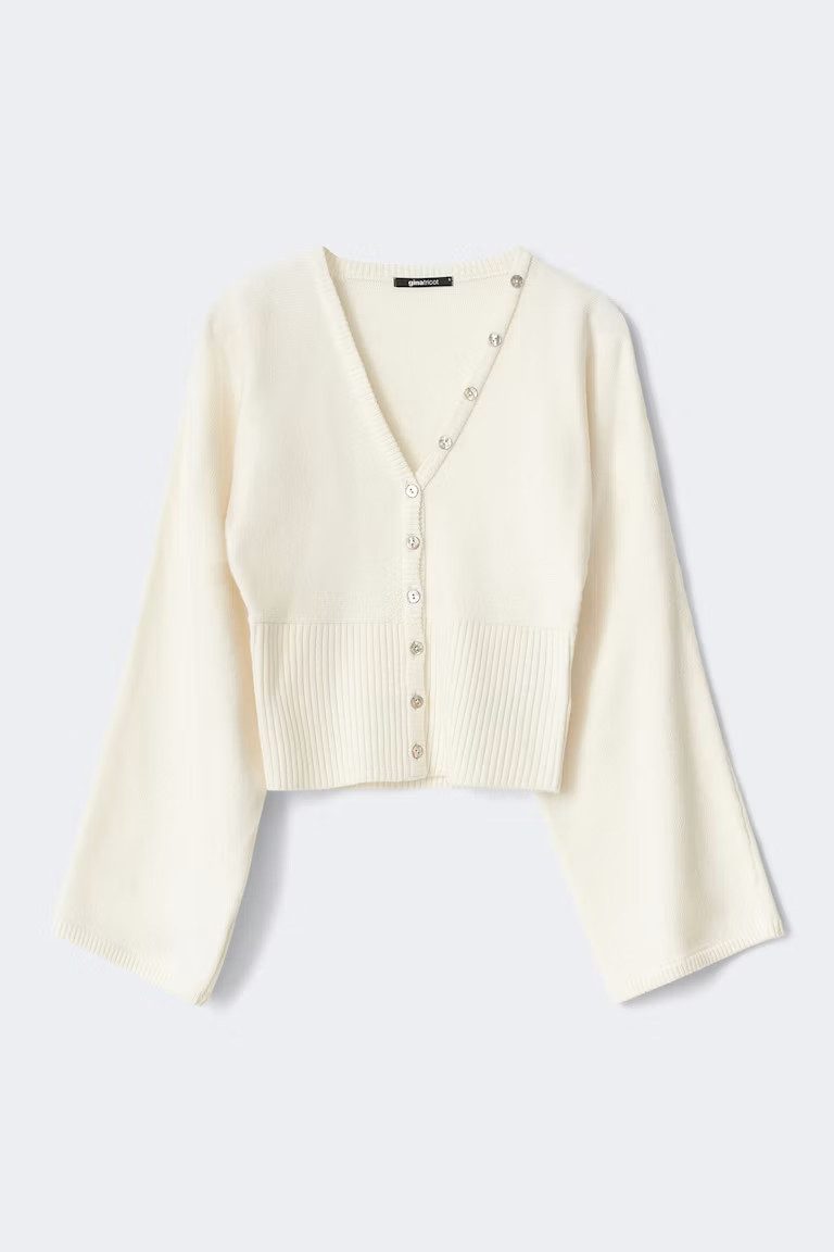 Gina Tricot Strickjacke - Figurbetonte Strickjacke mit V-Ausschnitt und Knöpfen für Damen