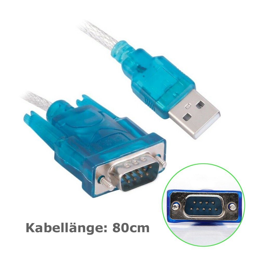 Bolwins O42 USB 2.0 auf RS232 Adapterkabel – COM Port Seriell DB9 9-Pin Win10 Computer-Kabel, USB-A Stecker, RS232 DB9 Stecker (80 cm), USB zu RS232 Konvertierung, serielle Datenübertragung