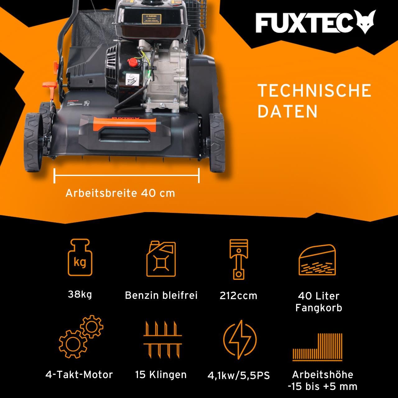 FUXTEC Benzin-Vertikutierer FX-BV240ECO, 40,6 cm Arbeitsbreite günstig online kaufen