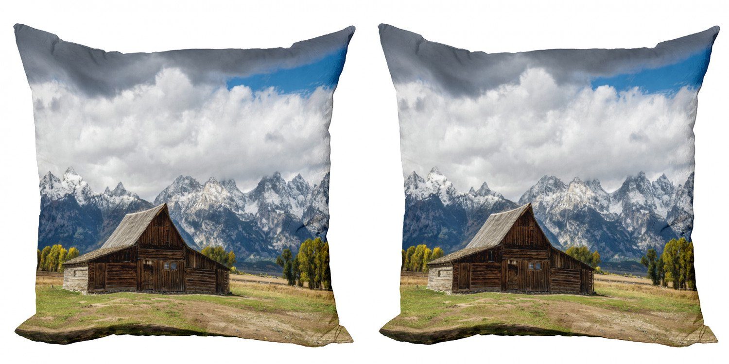 Kissenbezüge Modern Accent Doppelseitiger Digitaldruck, Abakuhaus (2 Stück), Wyoming Rustikale Holz Cottage Blick