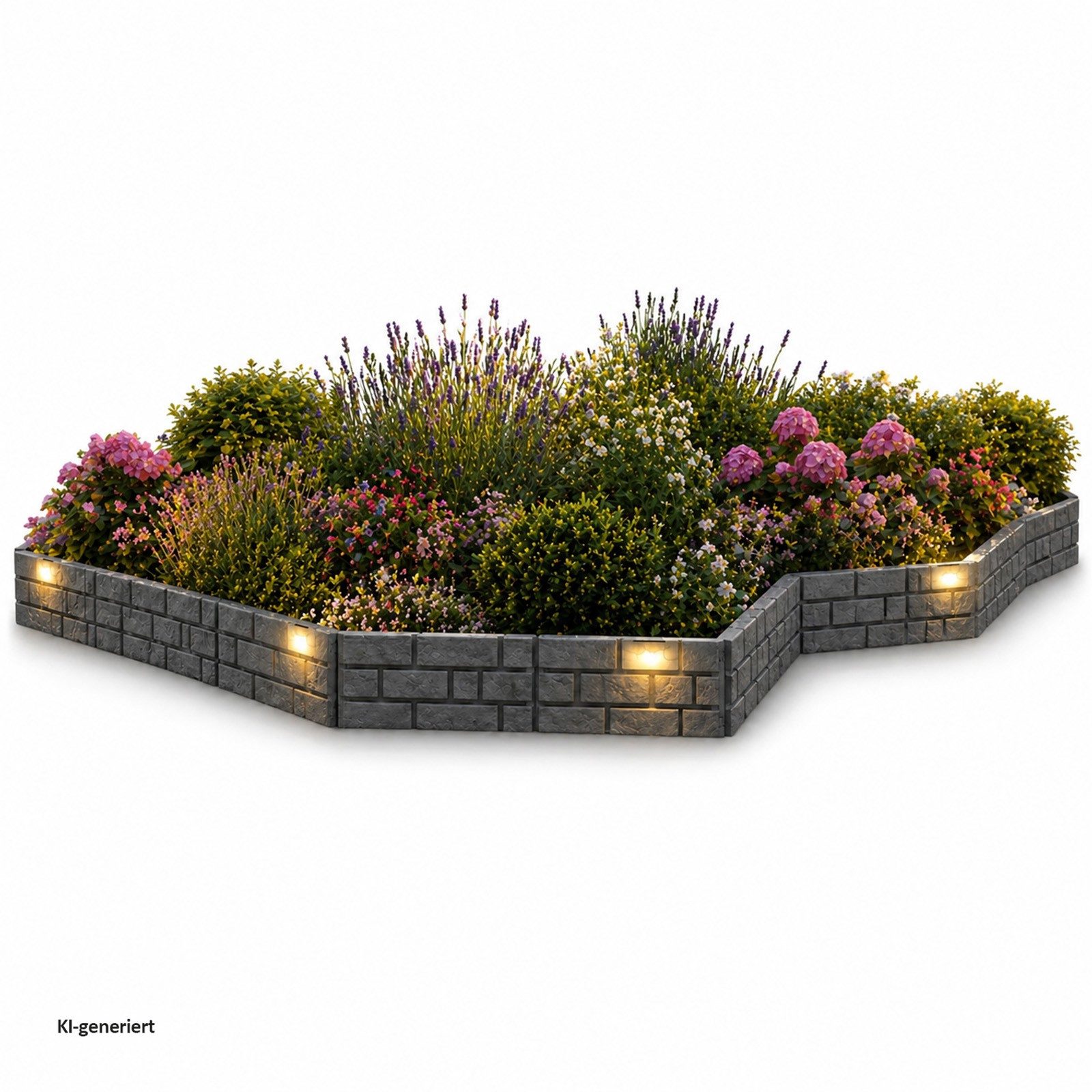 HTI-Living Beetumrandung Beeteinfassung Länge 690 cm Ziegelsteinoptik Grau, LxH: 43.5x29 cm, Set, 16 Module inkl. Solar, Zierzaun Beetumrandung Beetbegrenzung