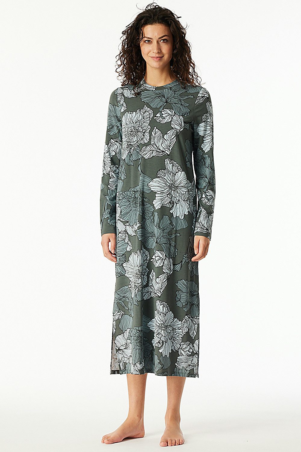 Schiesser Nachthemd Länge 120 cm langer Arm Damen Hauskleid Selected Premium