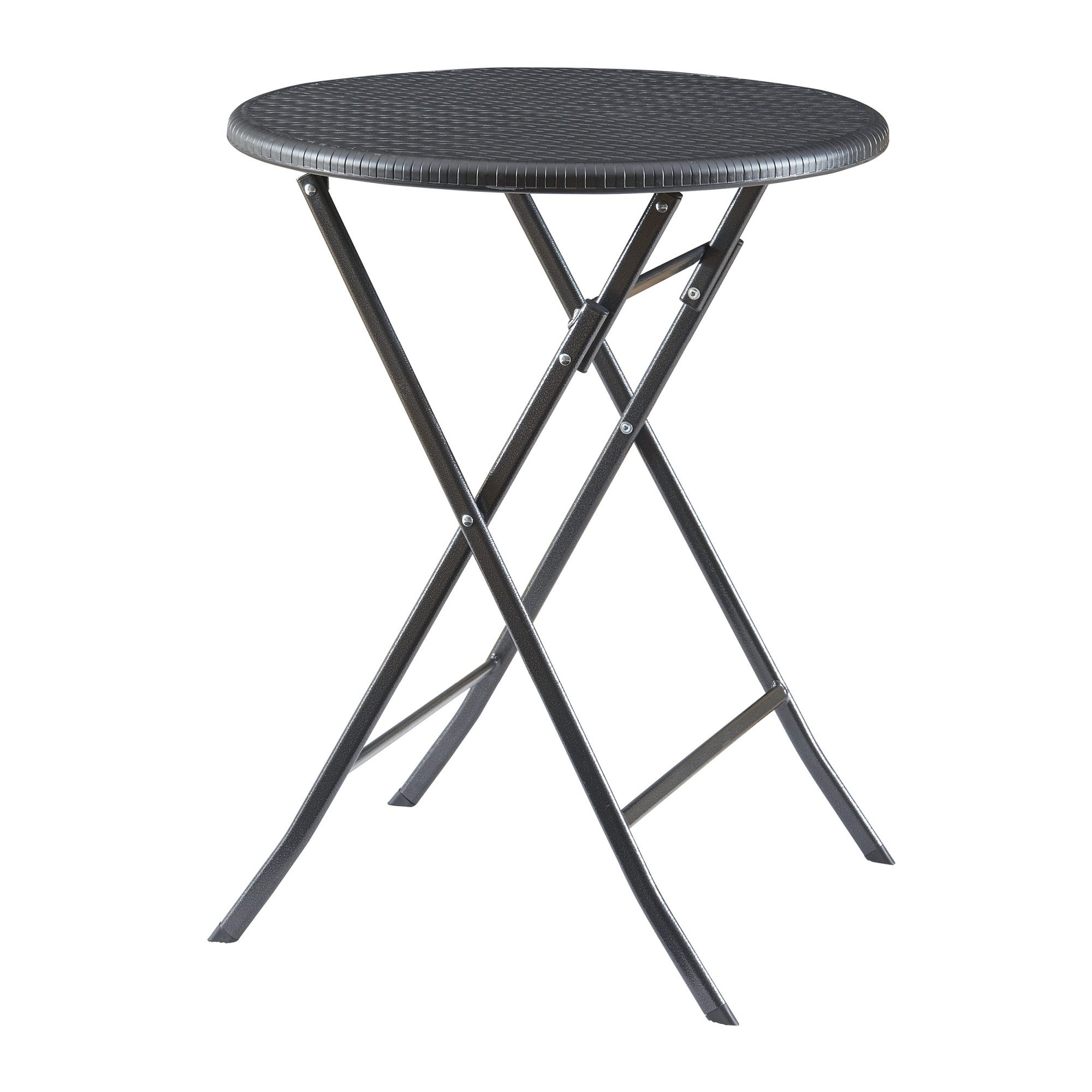 en.casa Campingtisch, »Mark« Klapptisch rund 60 x 74 cm Rattanoptik Schwarz günstig online kaufen