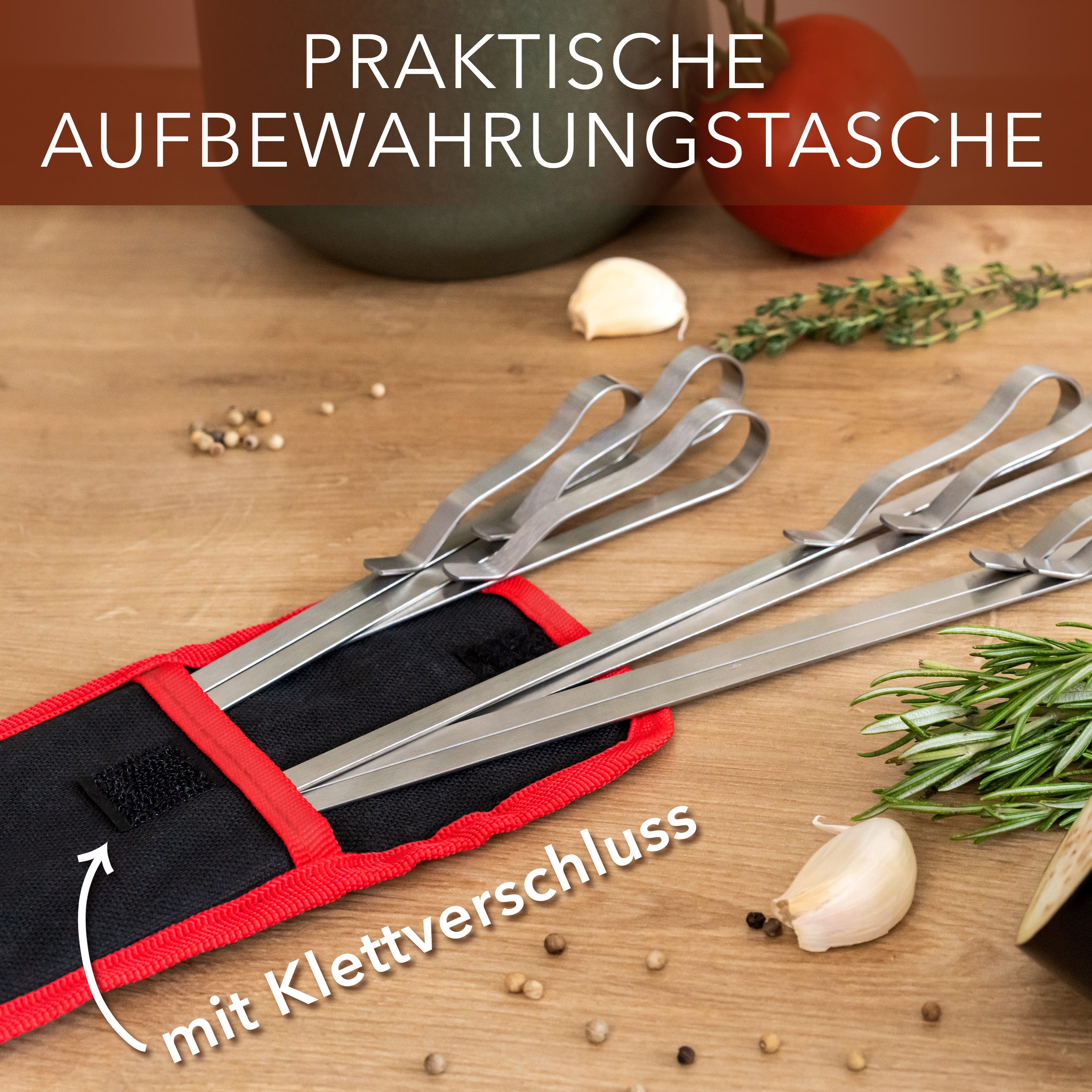 AVANA Grillspieß lange Spieße aus Edelstahl wiederverwendbar Grill 43cm Fleischspieße (10-St), für Fleisch & Gemüse – Bild 4 von 5