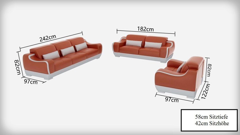 Made Sofa Neu, luxus Moderne 3+2+1 JVmoebel Garnitur in Europe Wohnlandschaft Set