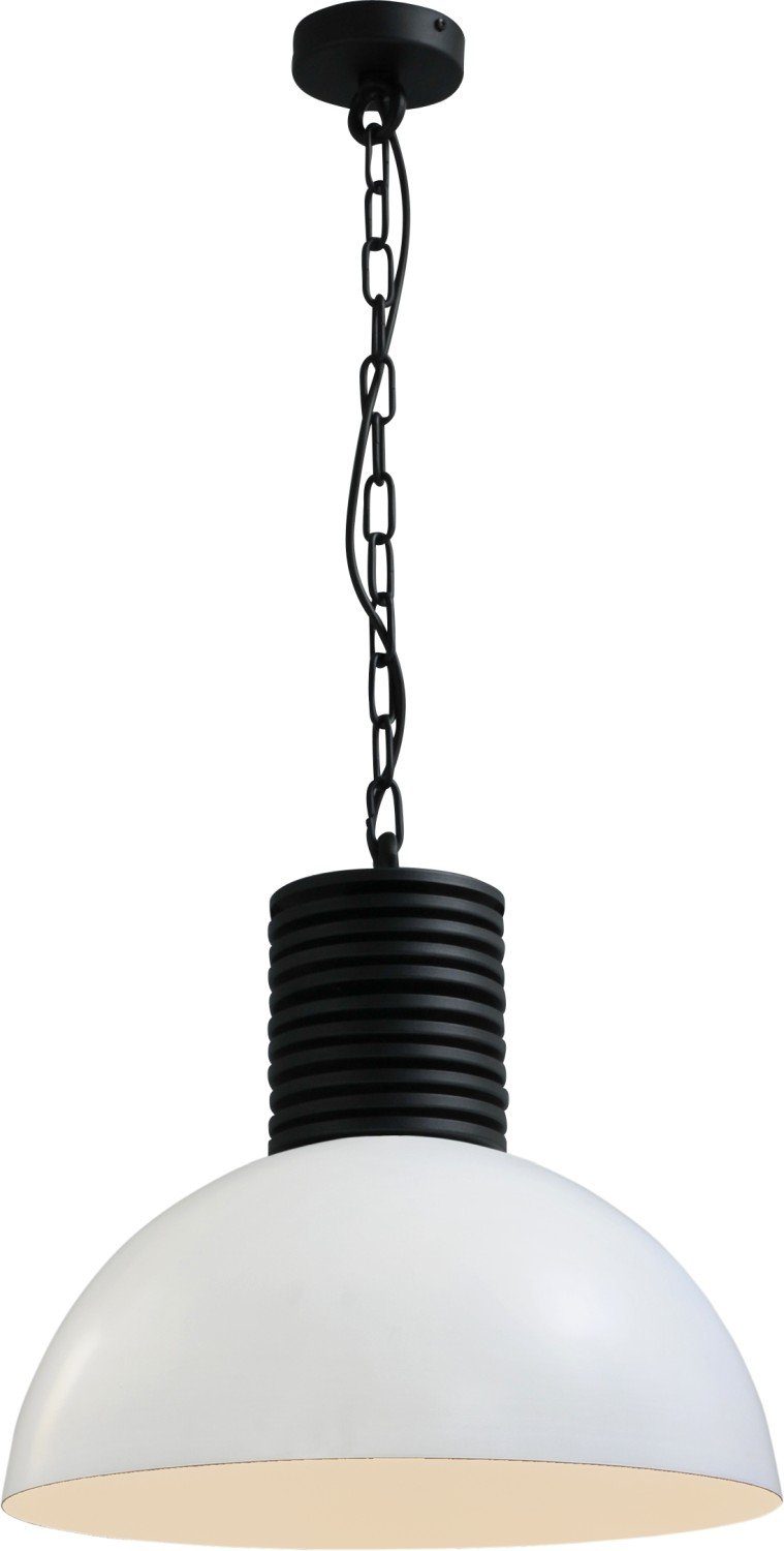 Licht-Erlebnisse Pendelleuchte LARINO, ohne Leuchtmittel, Hängelampe Weiß E27 Ø 40 cm Metall Industrie Design Hängeleuchte