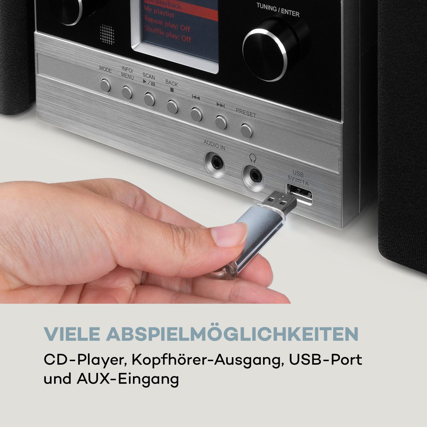 Auna Connect System S Stereoanlage (Internet/DAB+/FM Radio, 5 W, Internetradio Küchenradio Digitalradio mit Bluetooth Musikanlage)