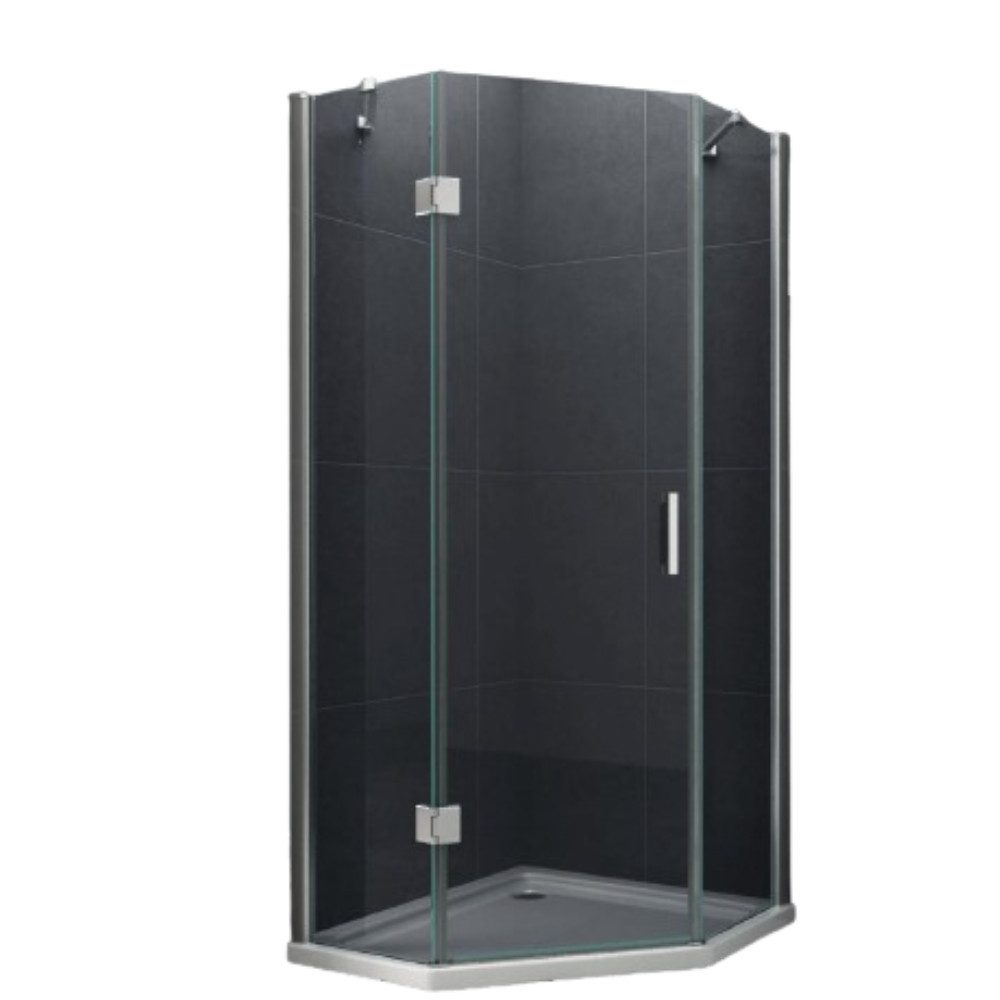 Home Systeme Fünfeckdusche PENTALO Duschkabine Dusche Duschwand Duschabtrennung Duschtür Glas, BxT: 100x100 cm