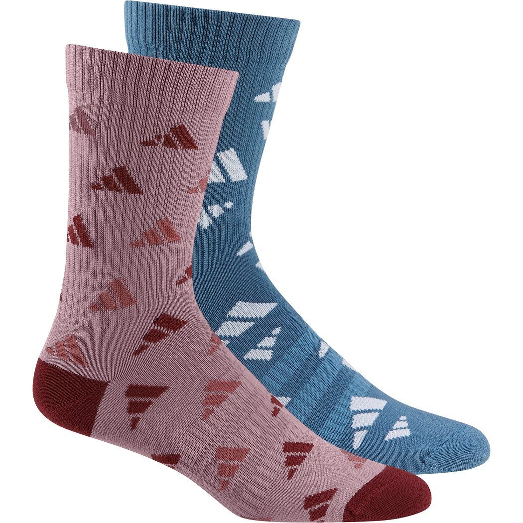 adidas Performance Sportsocken Crew Cushion 3-Streifen Graphic Logo blau/mauverot - 2 Paar