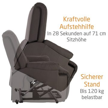 Raburg TV-Sessel FRANK in COFFEE-BRAUN, Fernsehsessel aus Wildleder-Optik-Mikrofaser, elektrische Aufstehhilfe, bis 120 kg belastbar