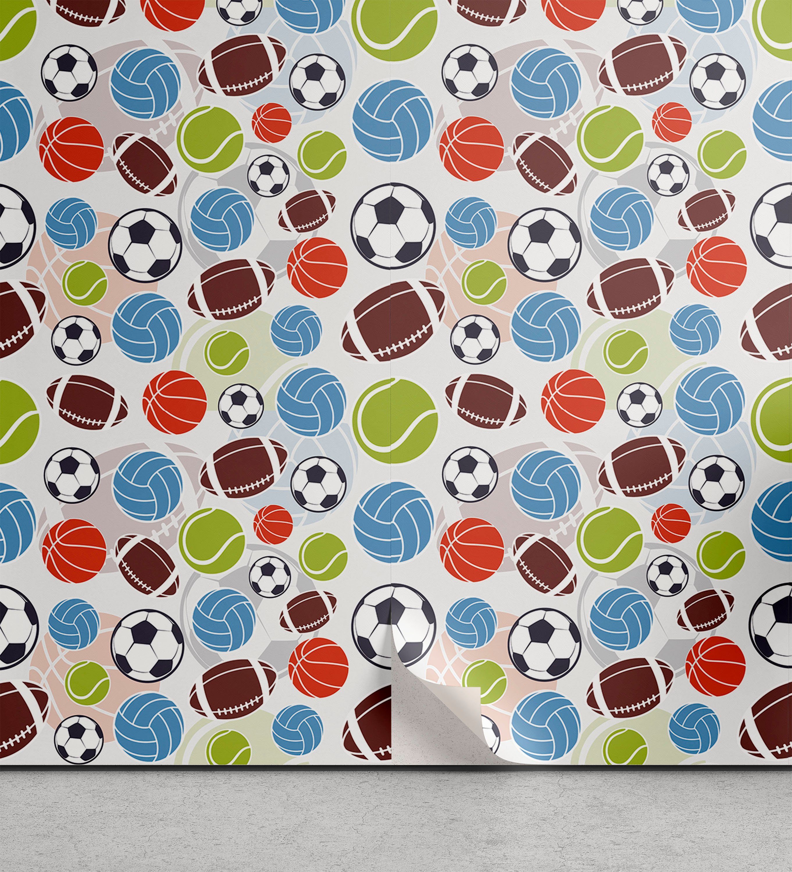 Abakuhaus Basketball und selbstklebendes Fußball Sport Küchenakzent, Vinyltapete Wohnzimmer