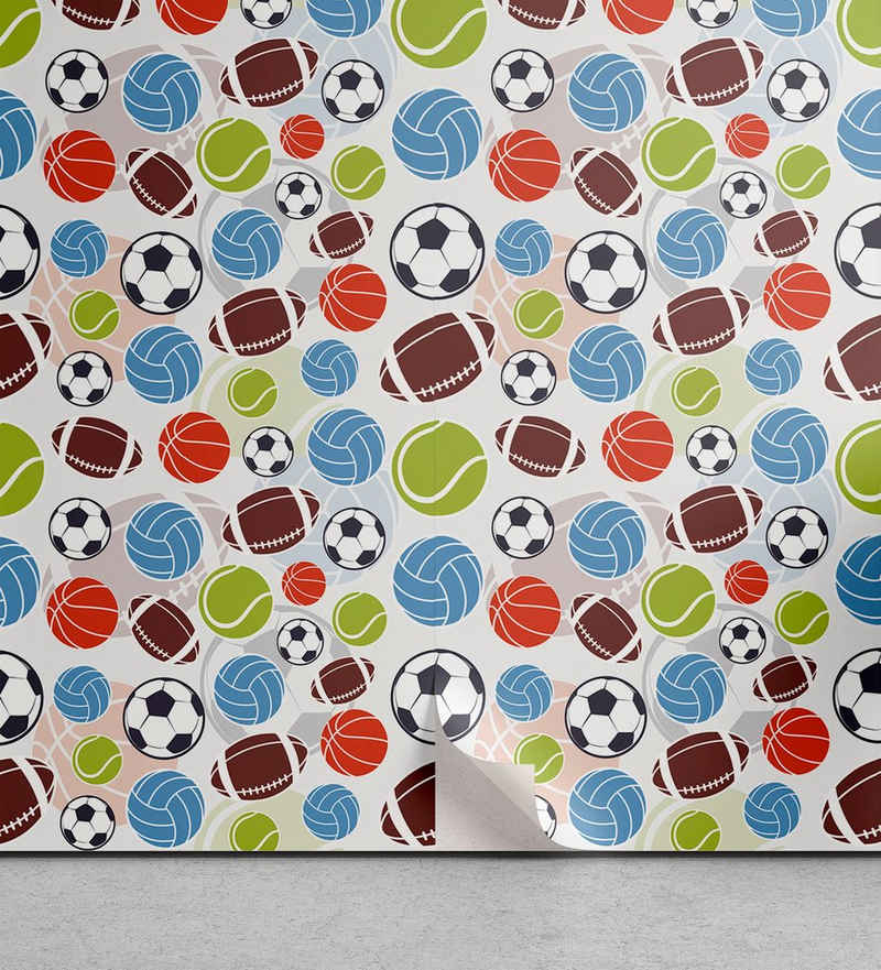 Abakuhaus Vinyltapete selbstklebendes Wohnzimmer Küchenakzent, Sport Basketball und Fußball