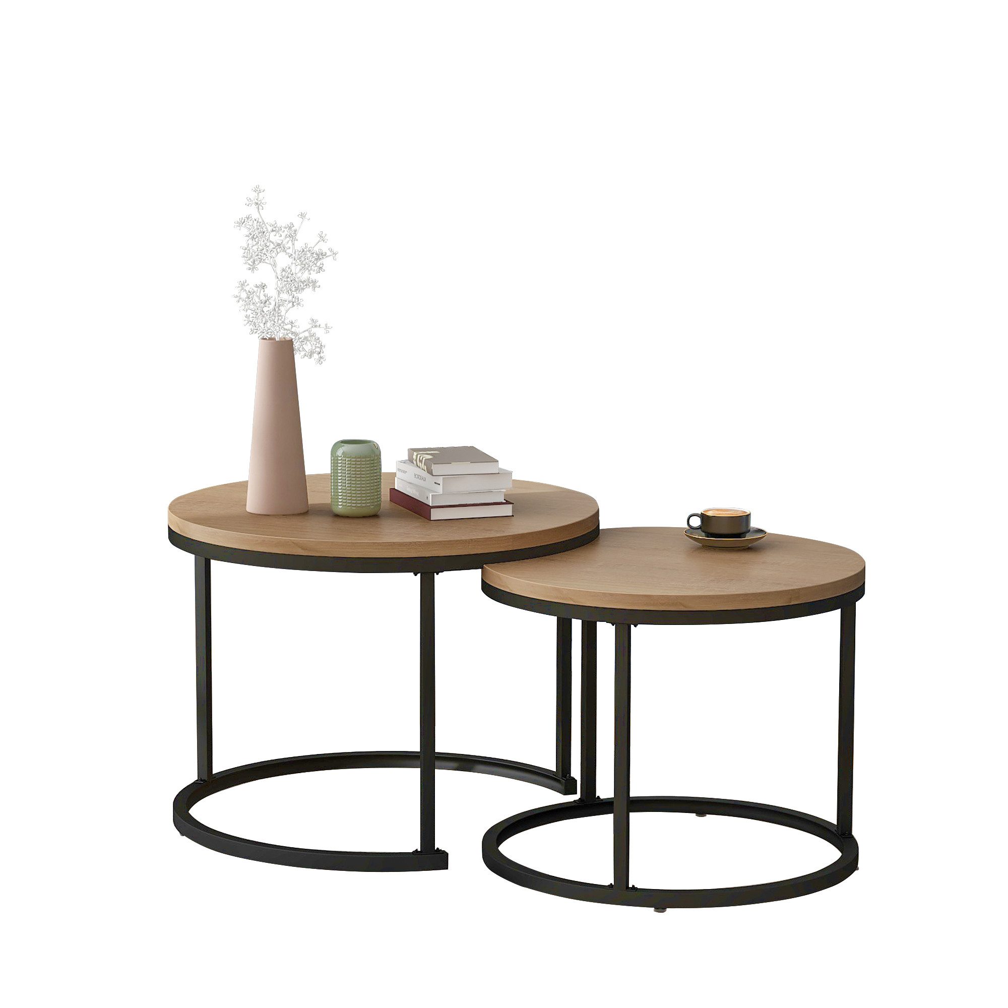 Couchtisch Set rund Satztisch Wohnzimmertisch 1,5 cm Platte
