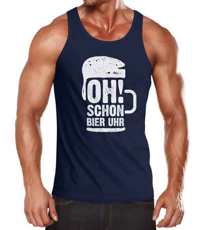 MoonWorks Tanktop »Herren Tanktop oh schon Bier Uhr Muskelshirt Tank Top Muscle Shirt Achselshirt Moonworks®« mit Print