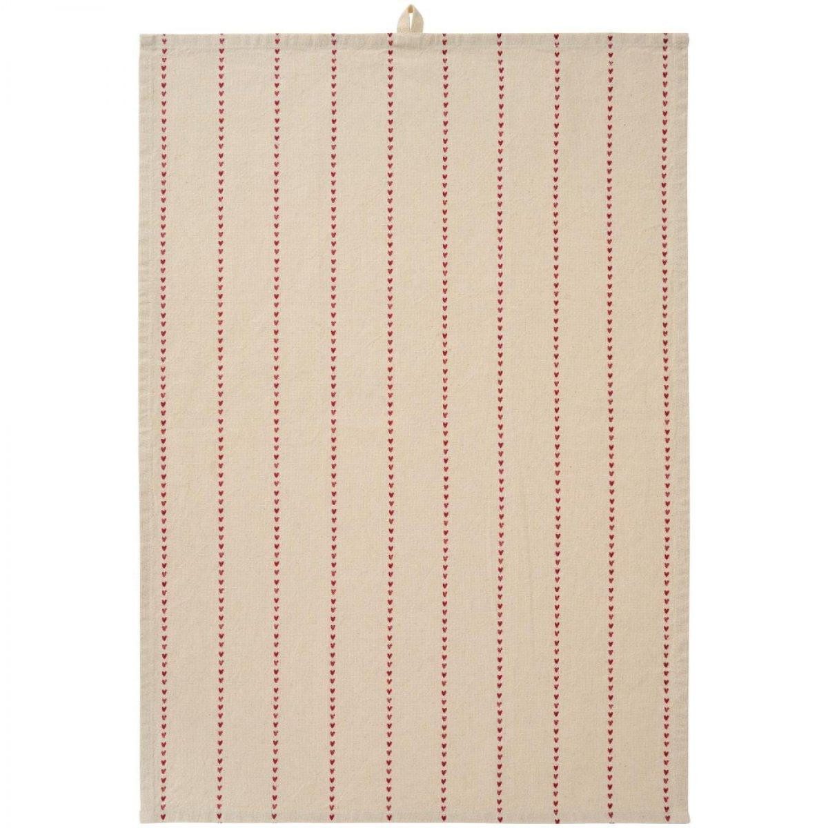 Ib Laursen Geschirrtuch Ib Laursen Geschirrtuch Valentina Herzen Natur Rot (50x70cm)
