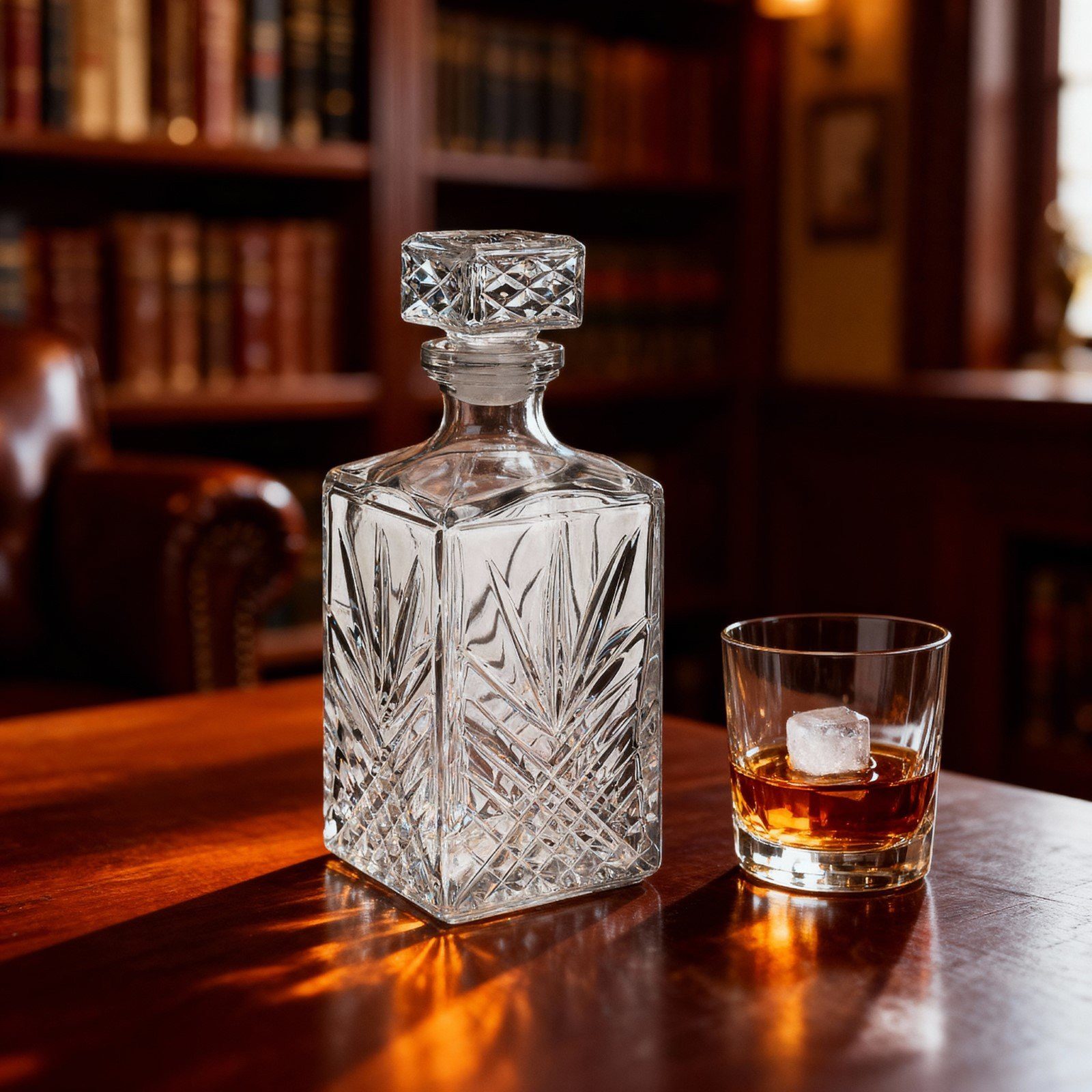 WestCraft Karaffe Bormioli Rocco Whisky-Karaffe aus Glas – 3 edle Designs, (1-tlg), Glasstopfen für sicheres Verschließen - für Hausbar & Wohnzimmer