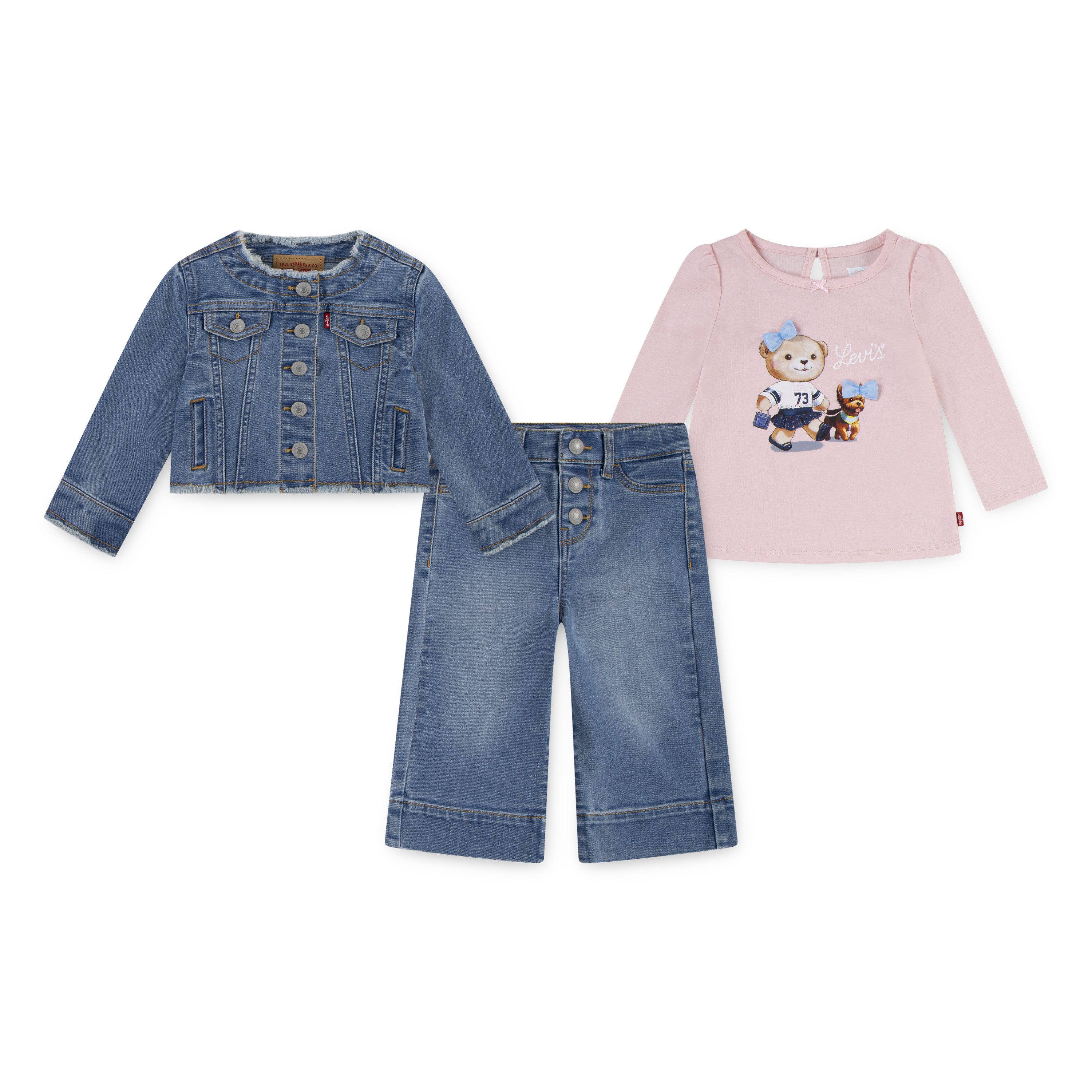 Levi's® Kids Shirt, Hose & Jäckchen LVG JACKET TEE,WIDE JEANS (Set, 3-tlg) Trend Denim, for Girls