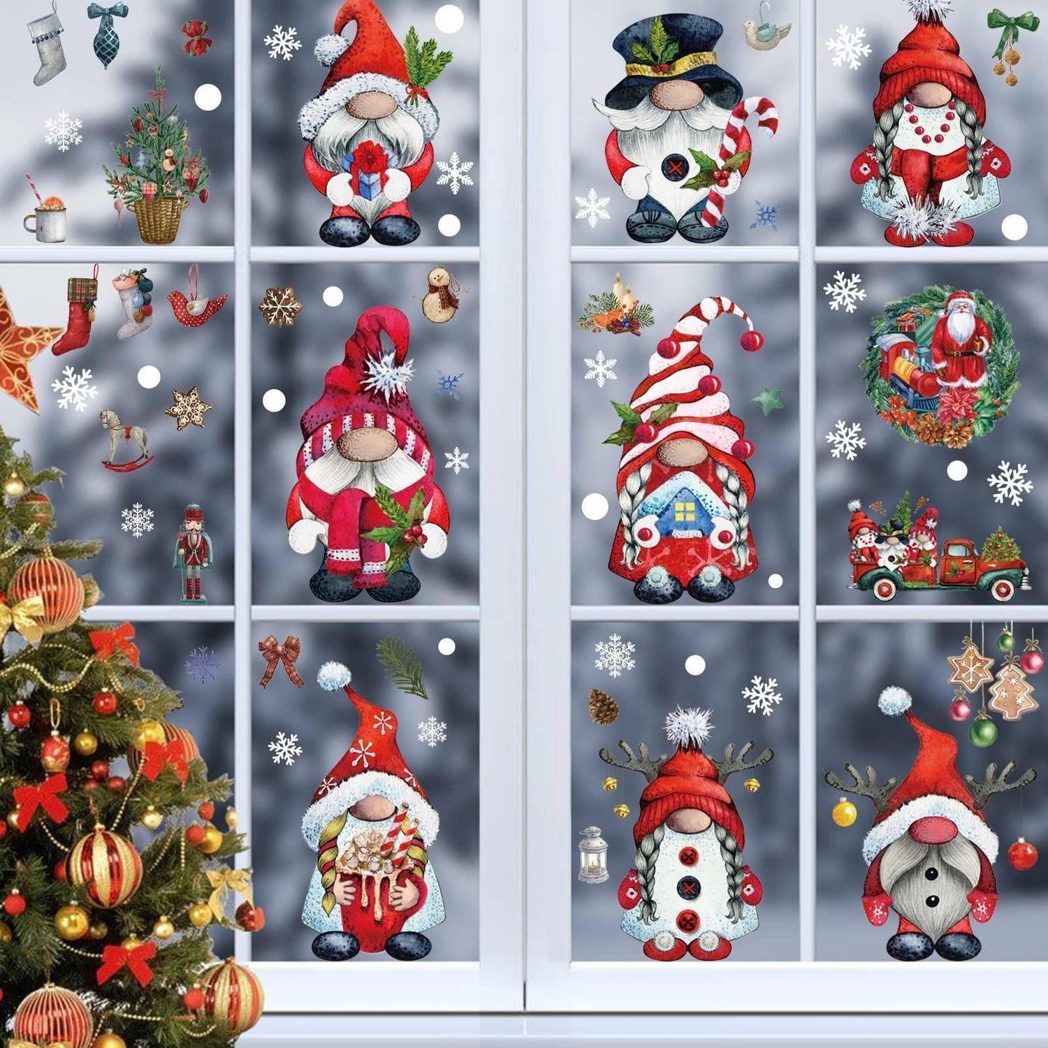 LuxusKollektion Fensterbild Fensterbilder Weihnachten PVC 9er Set