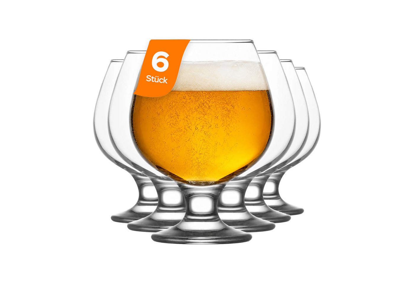 LAV Gläser-Set Misket Brandyglas/Cognacglas, 6-tlg., Glas, 6er Set, 390ml, ideal für Brandy, Cognac, Whisky oder Liköre
