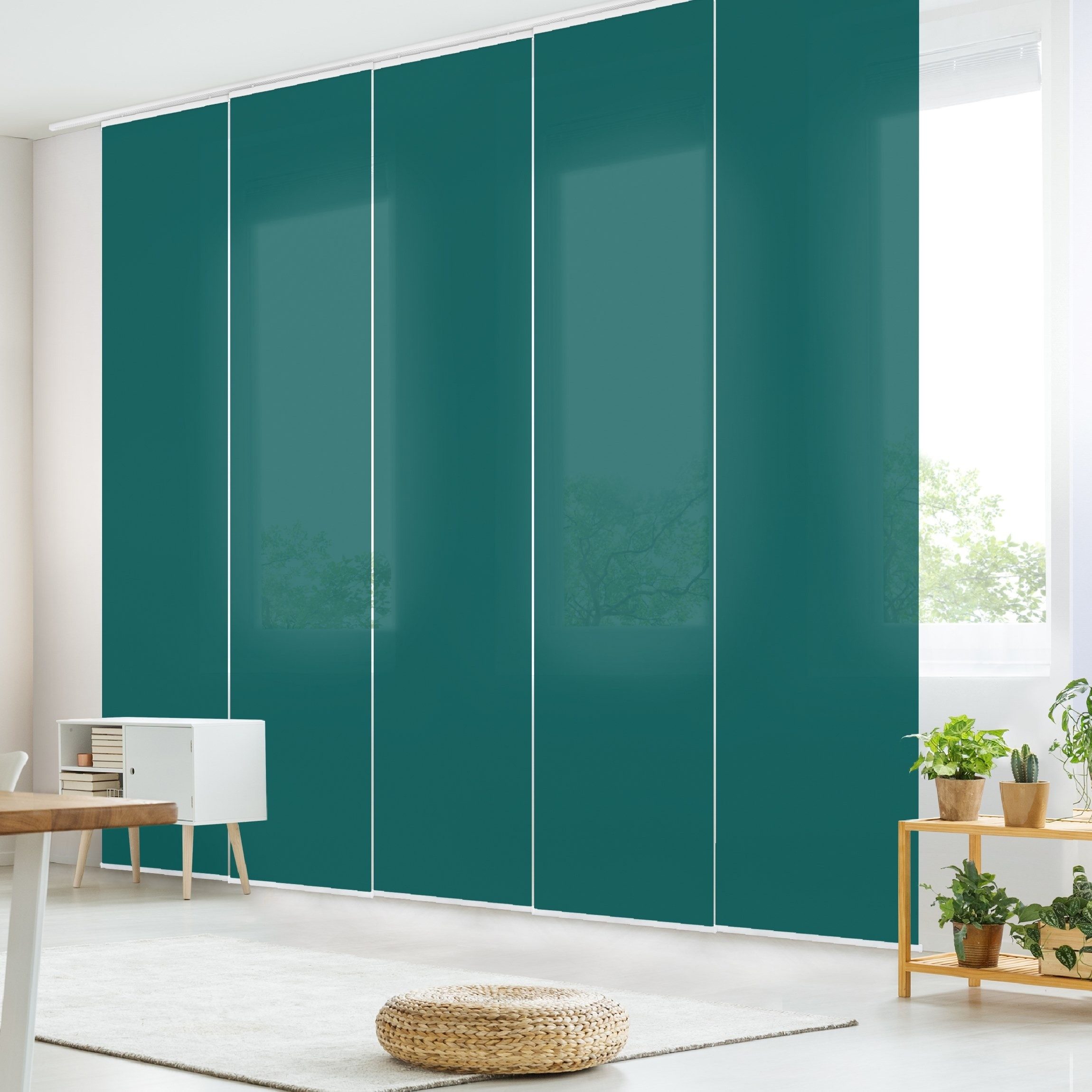 Bilderdepot24 Schiebegardine modern Flächenvorhang blickdicht Piniengrün, günstig online kaufen
