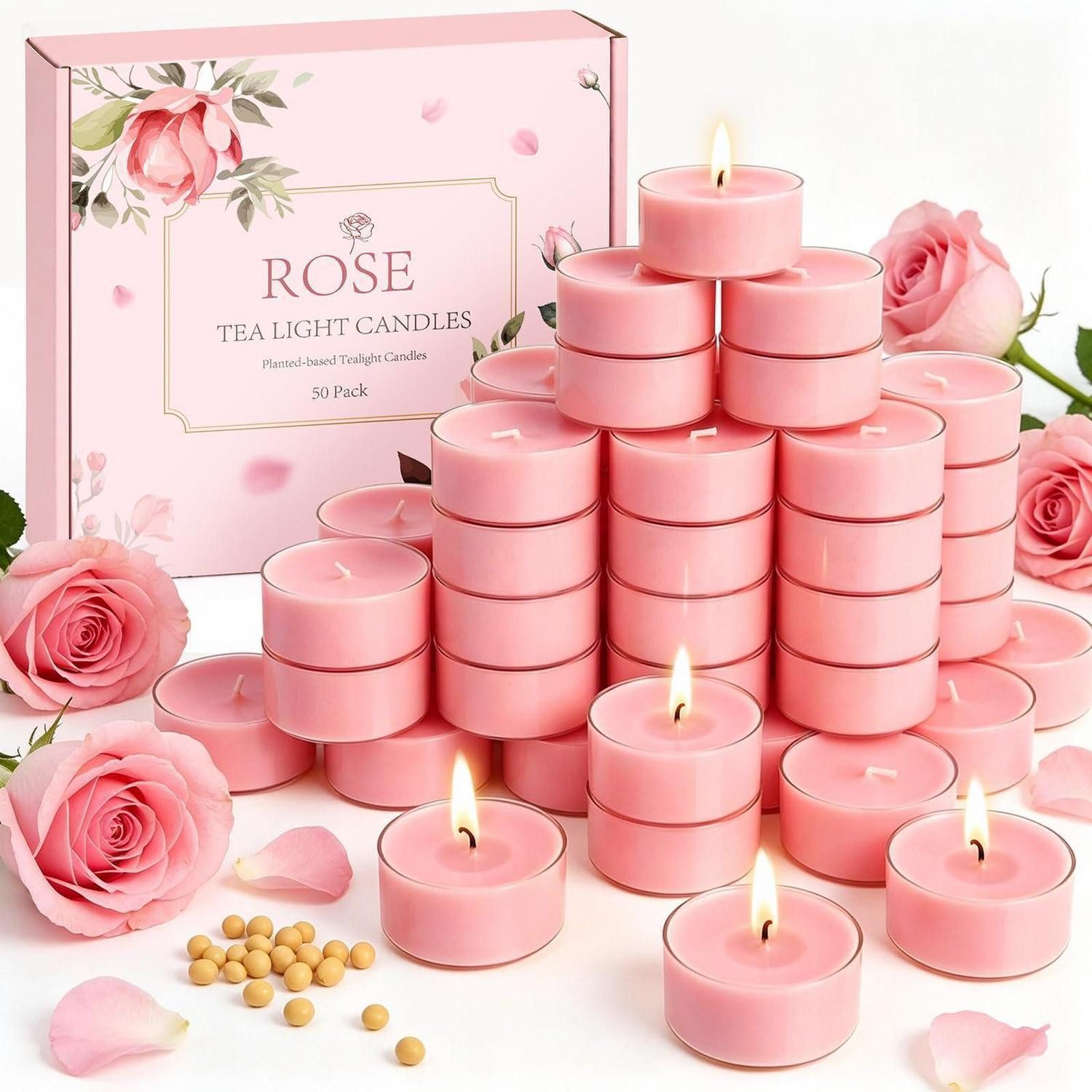 LuxusKollektion Geschenkbox Teelichter Rose Duft