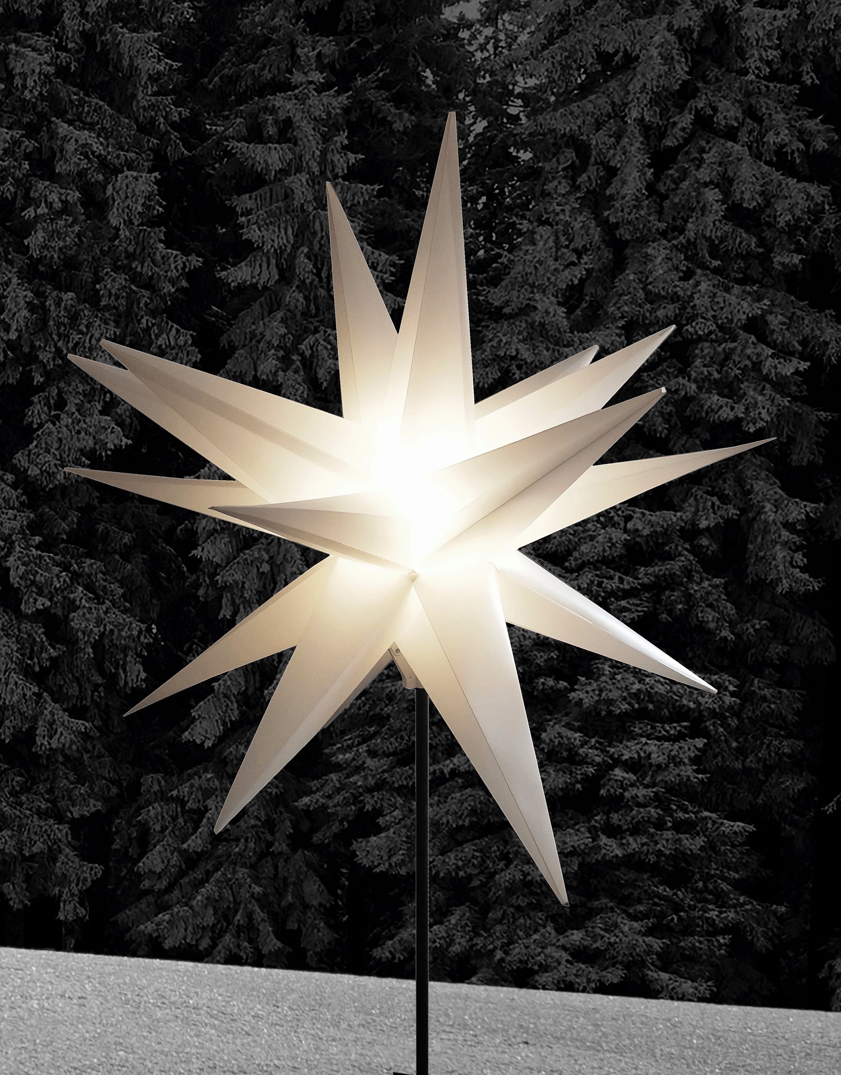 integriert, Timerfunktion, mit Weihnachtsdeko Stern fest Weihnachtsstern, LED aussen, LED Star-Max Erdspieß Warmweiß, 3D-Optik,
