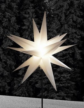 Star-Max LED Stern Weihnachtsstern, 3D-Optik, Weihnachtsdeko aussen, Timerfunktion, LED fest integriert, Warmweiß, mit Erdspieß