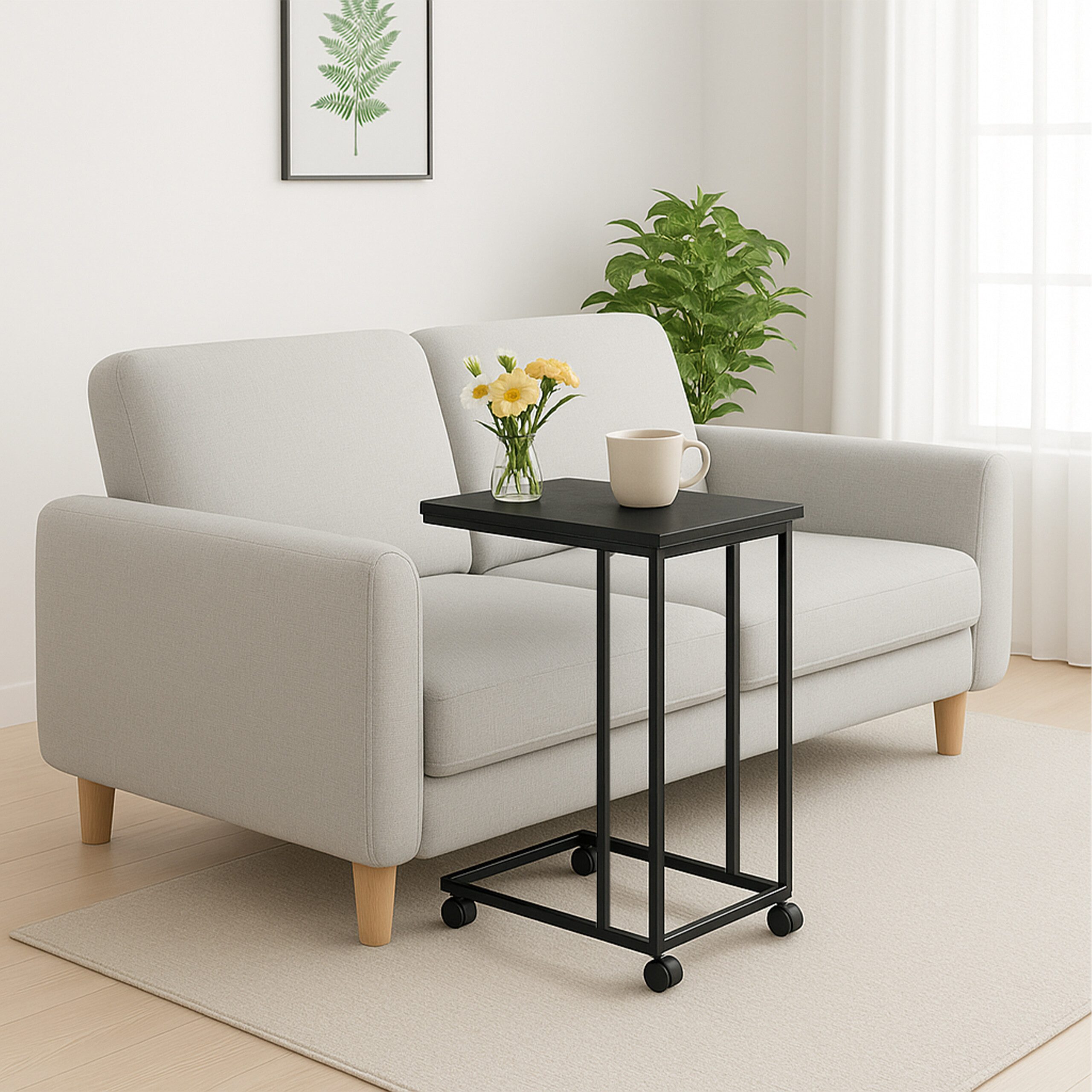 relaxdays Beistelltisch mit Rollen C Form, günstig online kaufen