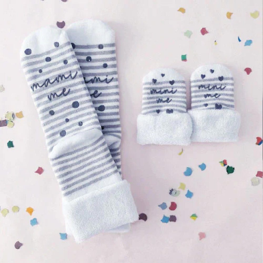 Schwangere Baby, Bambus-Socken melovely Mini Mini-me" und 1 "Mami Aufschrift Geschenk Mama Partnerlook) & Haussocken für & für 2-Paar, "Mami-me" für me", (2-Paar-Set, Mama, Mit Paar me Baby Paar 1