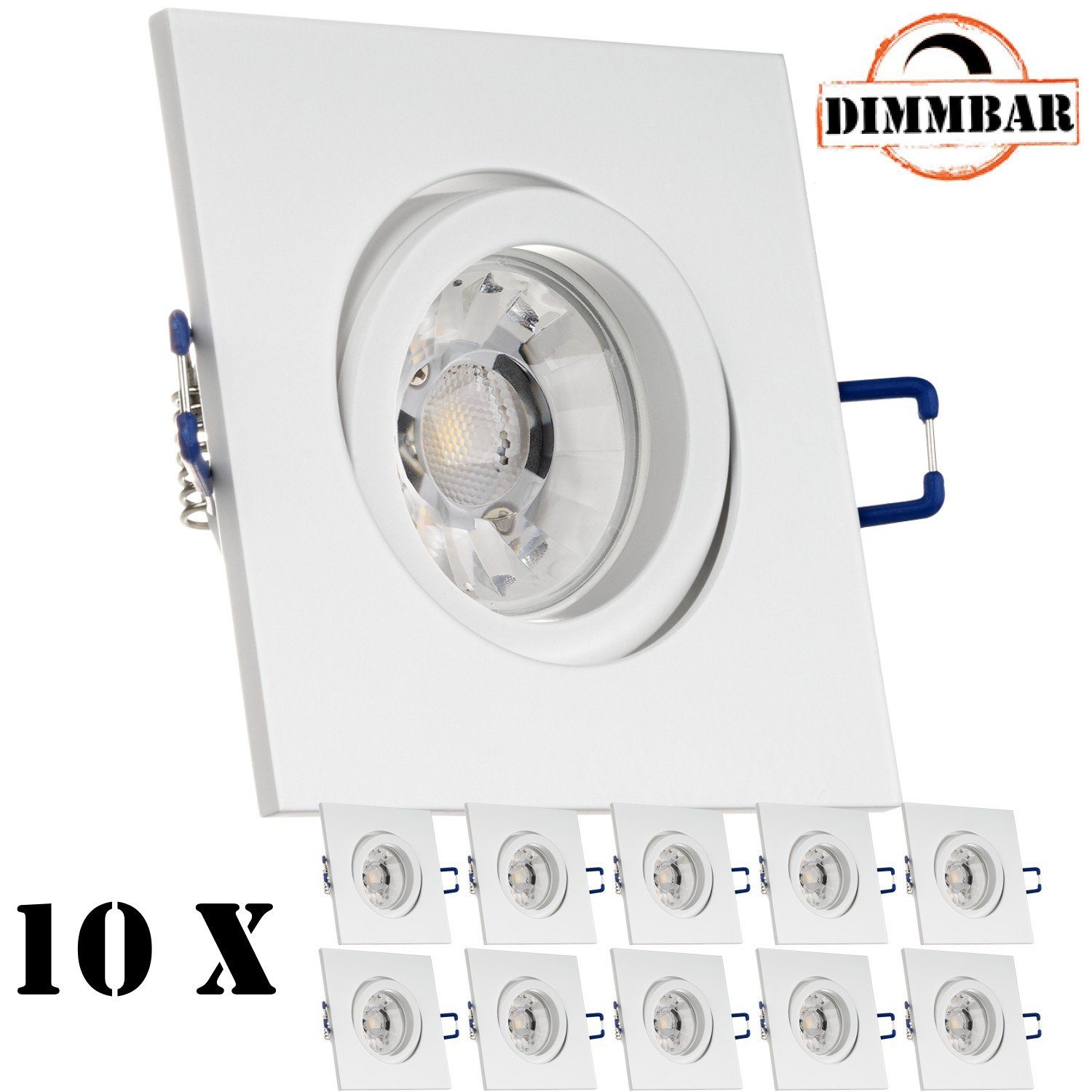 LED Weiß Einbaustrahler Mark Spanndecke mit für die matt GU10 Einbaustrahler LED 10er Set LEDANDO