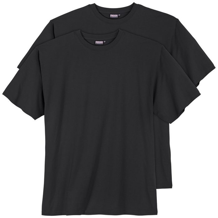ADAMO Rundhalsshirt Adamo 2er Pack T-Shirt Marlon schwarz große Größen