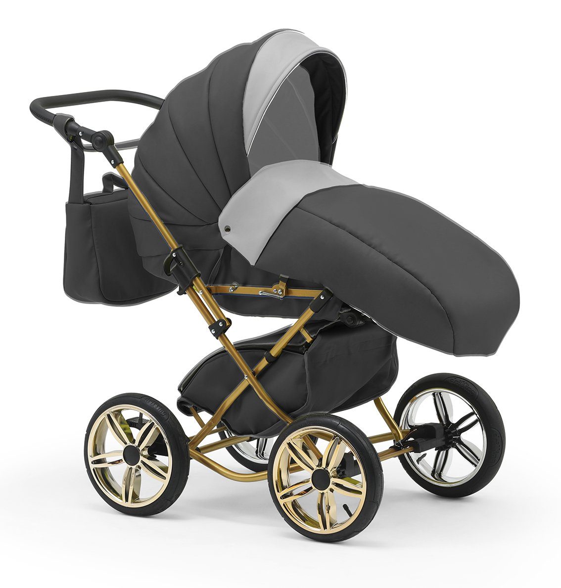 BabyMerc Kombi-Kinderwagen Sorento Gold 2 in 1 inkl. Sportsitz und Zubehör in 30 Farben