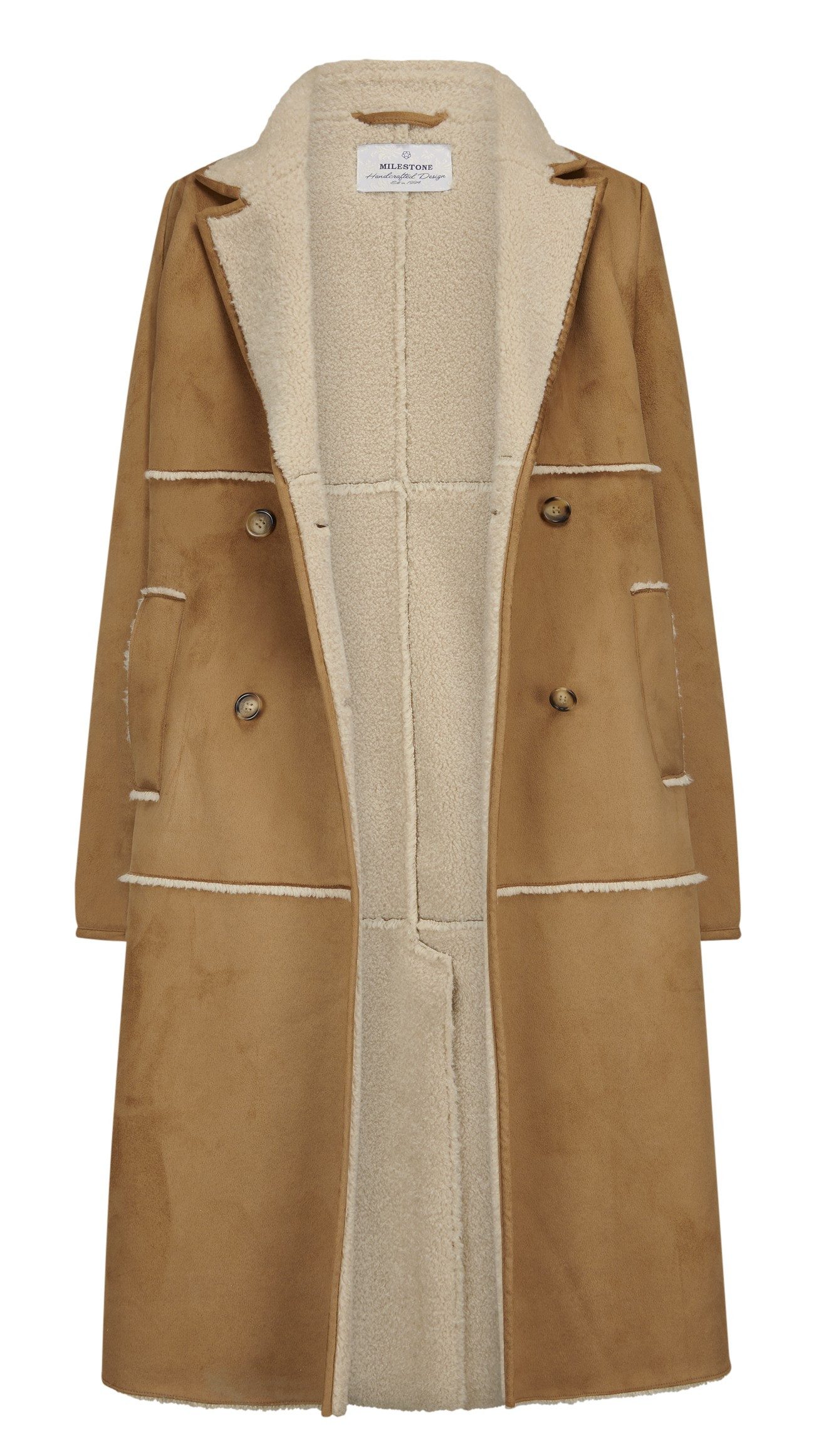 Milestone Fellimitatmantel MSEnola langer schmal geschnittener 2-reihiger R günstig online kaufen